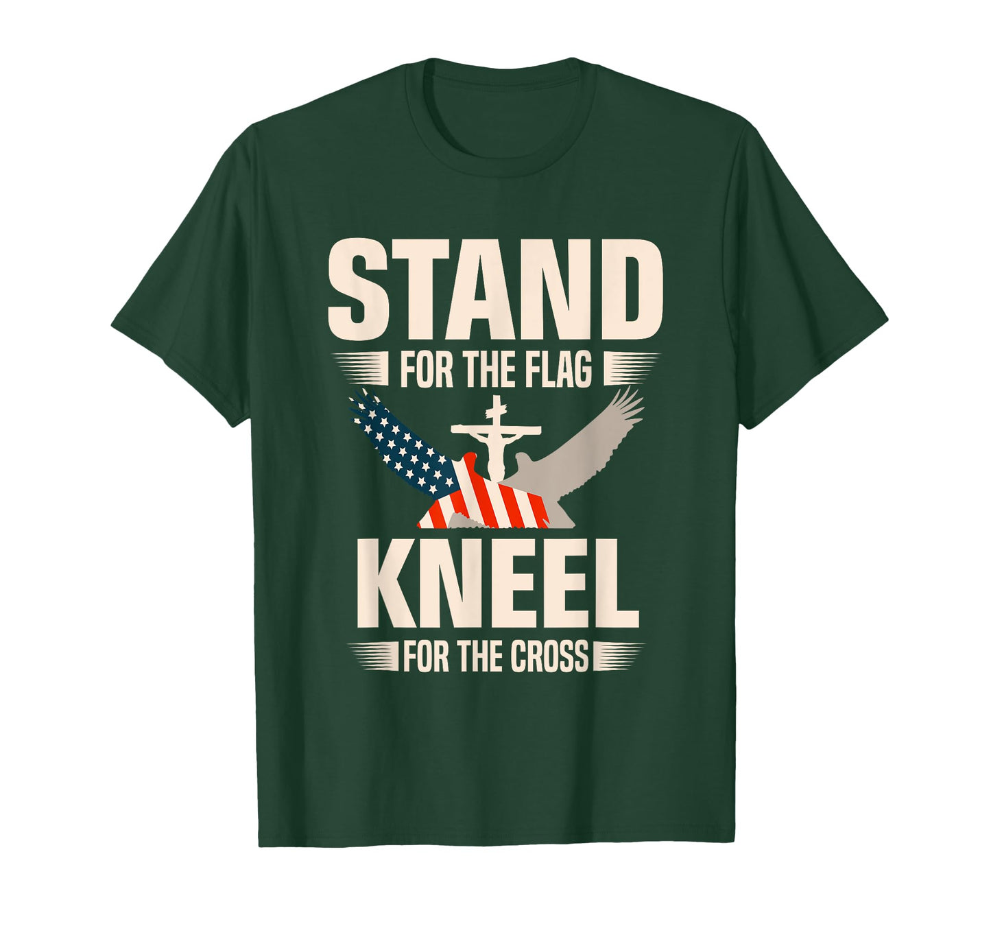Stand For The Flag Kneel For The Cross Christian USA Flag T-Shirt