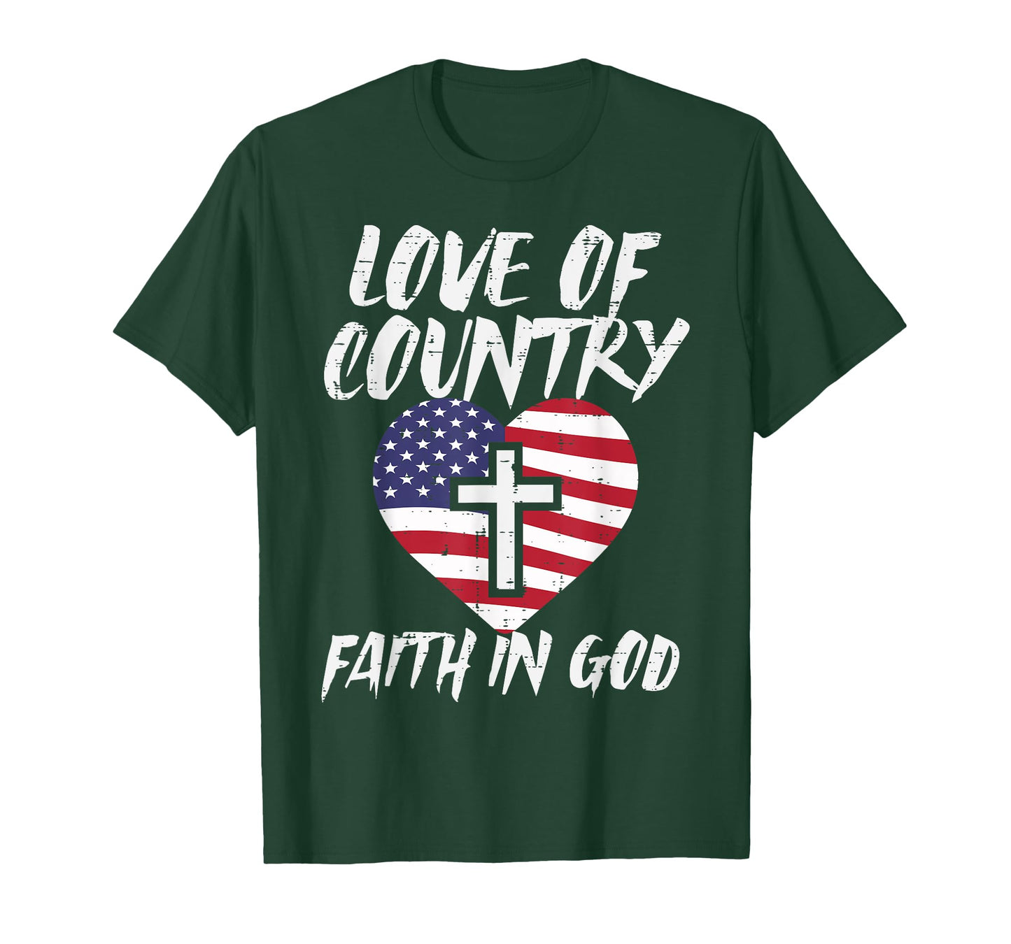 Love Country Faith In God US Flag Christian Men Women Kids T-Shirt
