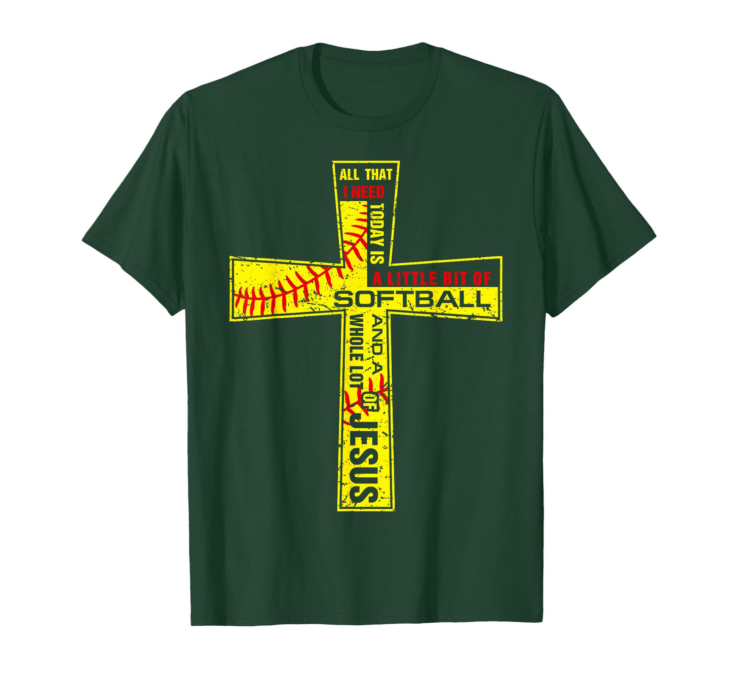 Softball Girl Christian Cross Faith I Need Softball & Jesus T-Shirt