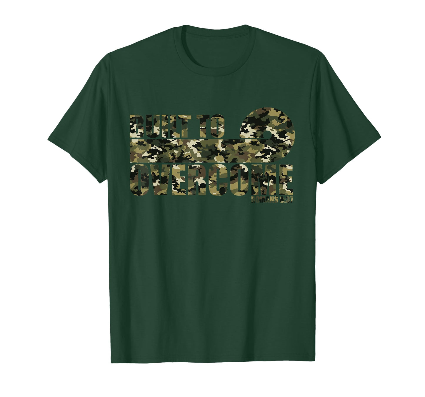 Built to Overcome Camo Christian Workout Scripture Faith Gym T-Shirt