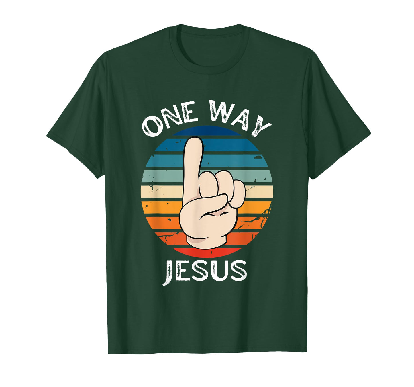 One Way Jesus People Christian Revolution Finger Up Retro T-Shirt