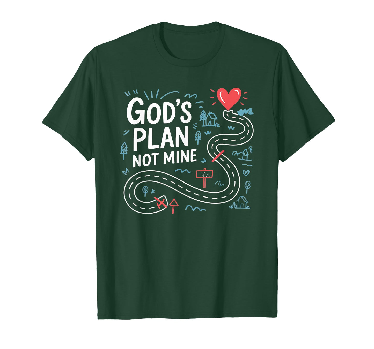 Gods Plan Not Mine Road Map Christian Faith T-Shirt