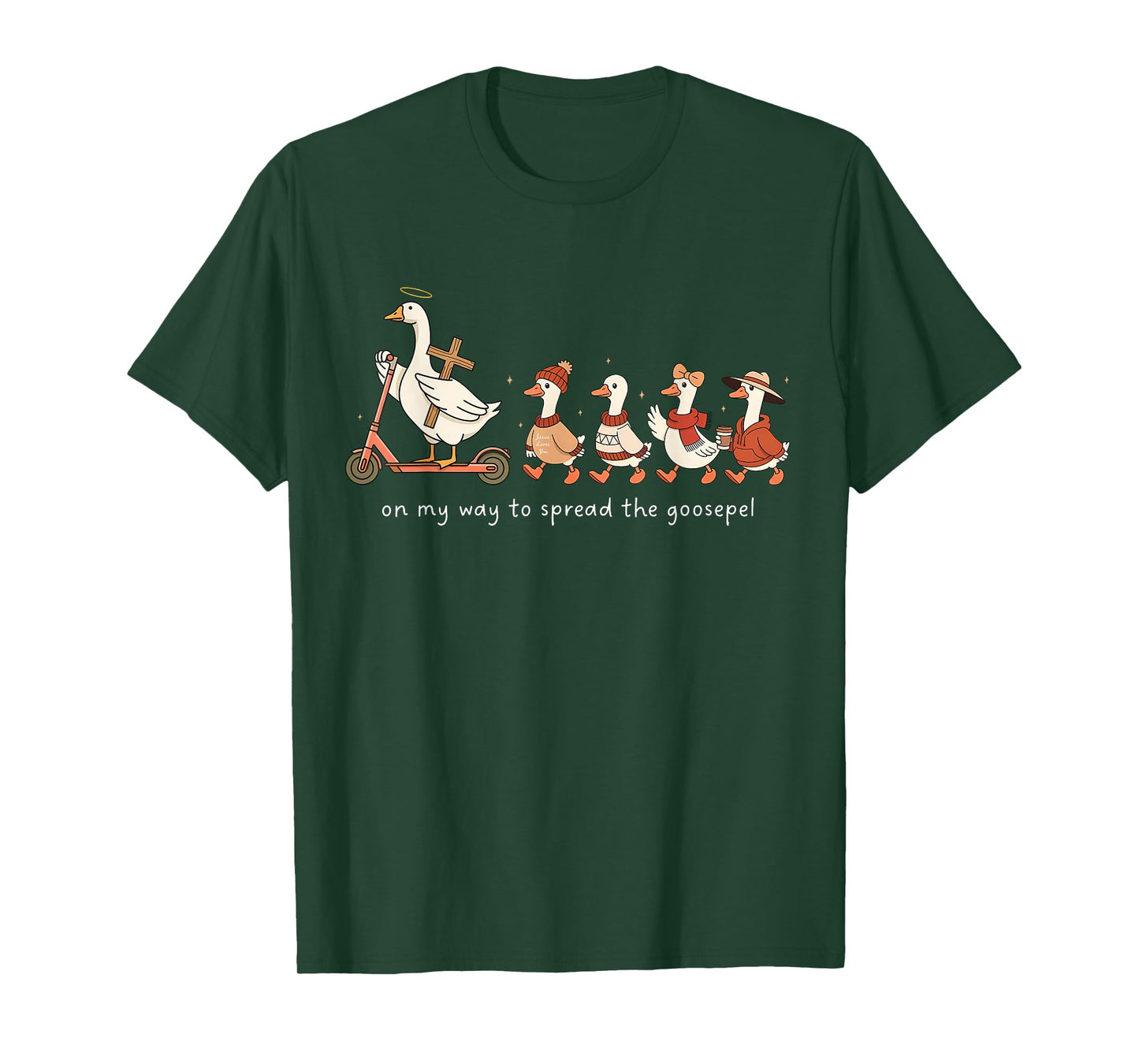 On My Way to Spread The Goosepel Funny Christian Faith Goose T-Shirt