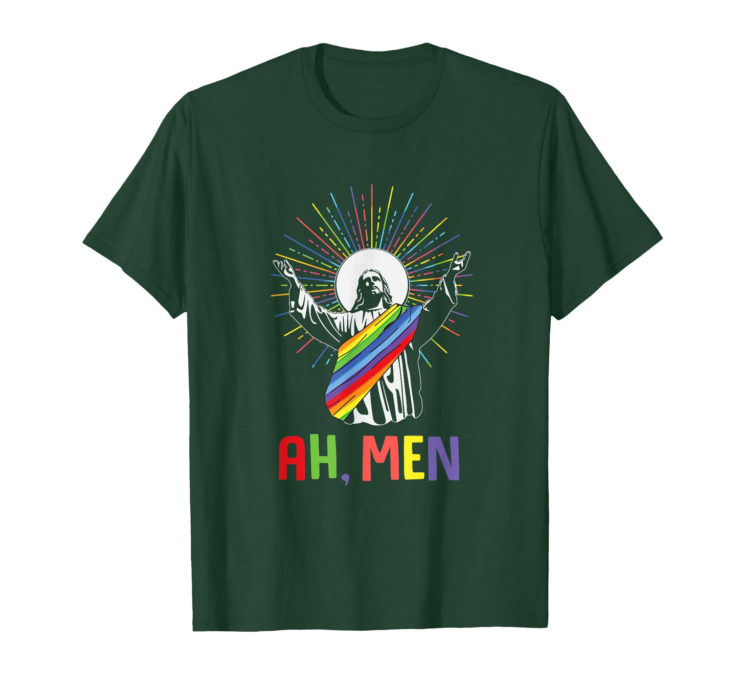 Ah Men Funny LGBTQ Jesus Gay Pride Month T-Shirt