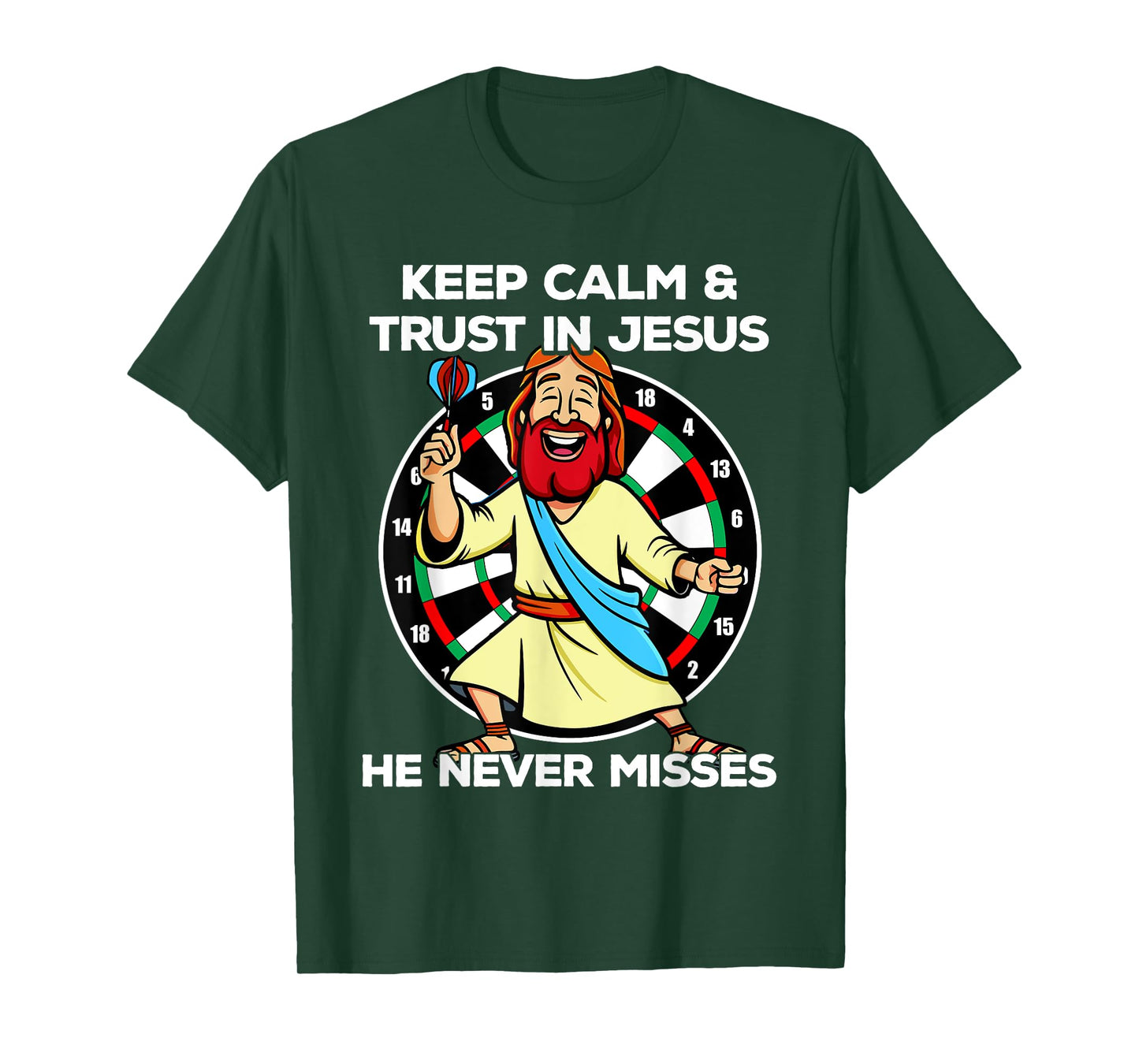 Jesus as a dart player Keep calm and trust in Jesus Darts T-Shirt