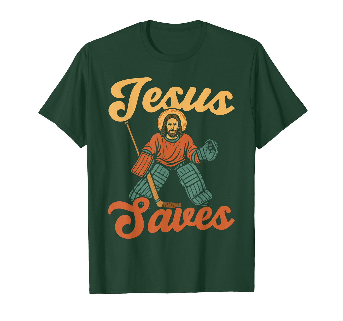 Ice Hockey Goalie Vintage Goalkeeper Jesus Jesus Saves T-Shirt