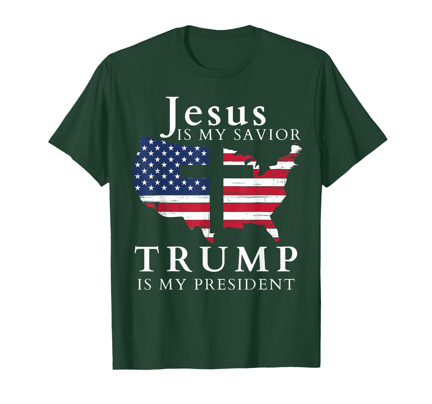 Jesus Is My Savior Trump Is My President, USA Flag and Cross T-Shirt