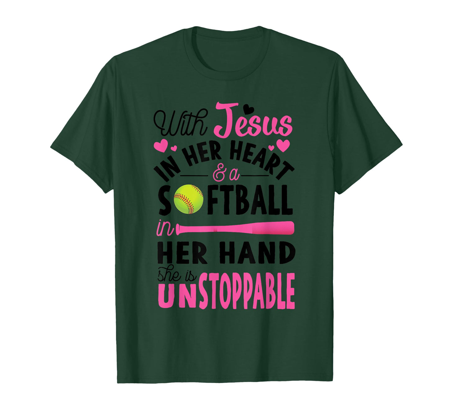 Jesus In Her Heart Softball Hand Funny Pitcher Gift For Her T-Shirt