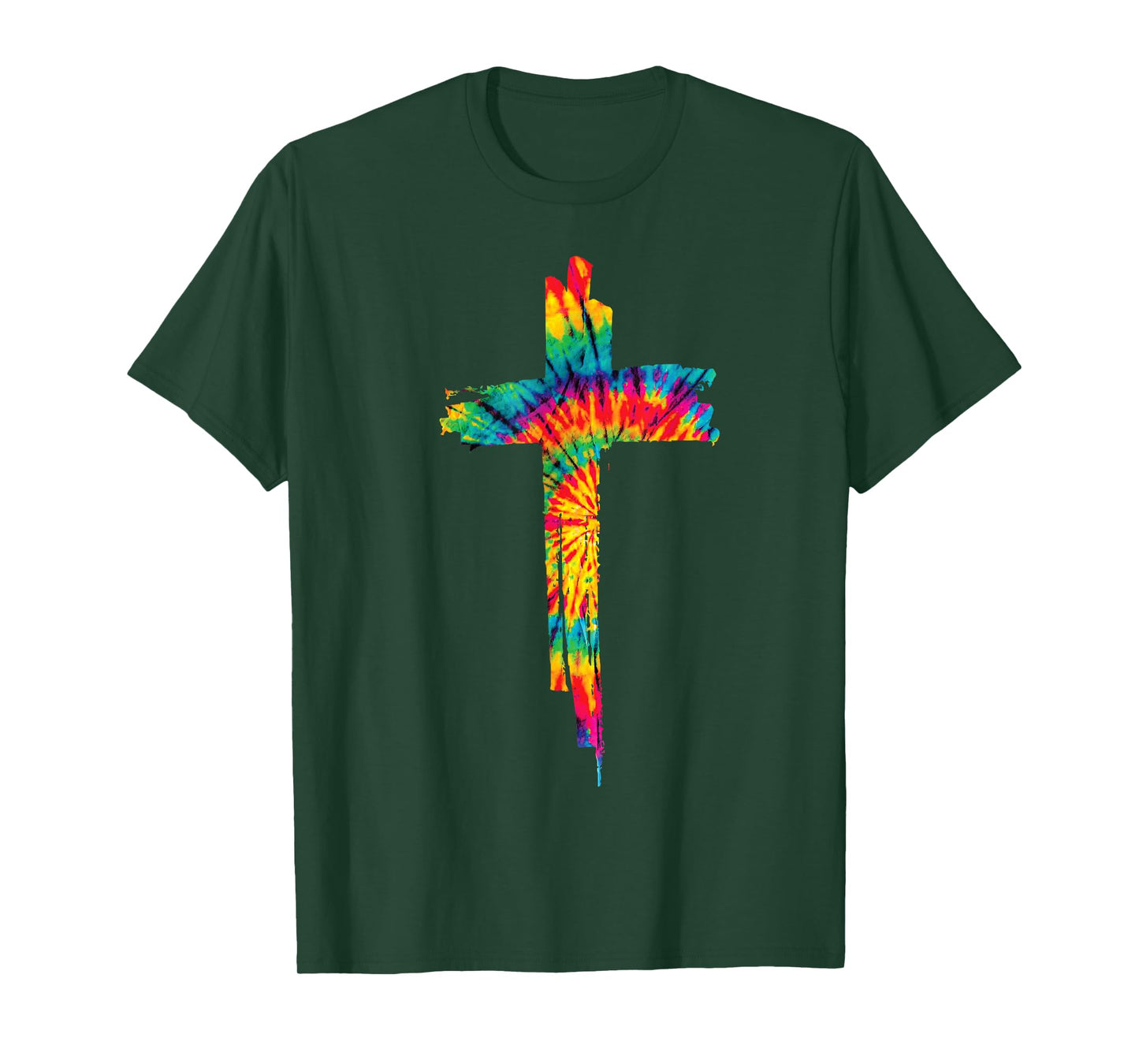 Jesus Christian Cross Tie Dye Rainbow Religious Bible Faith T-Shirt
