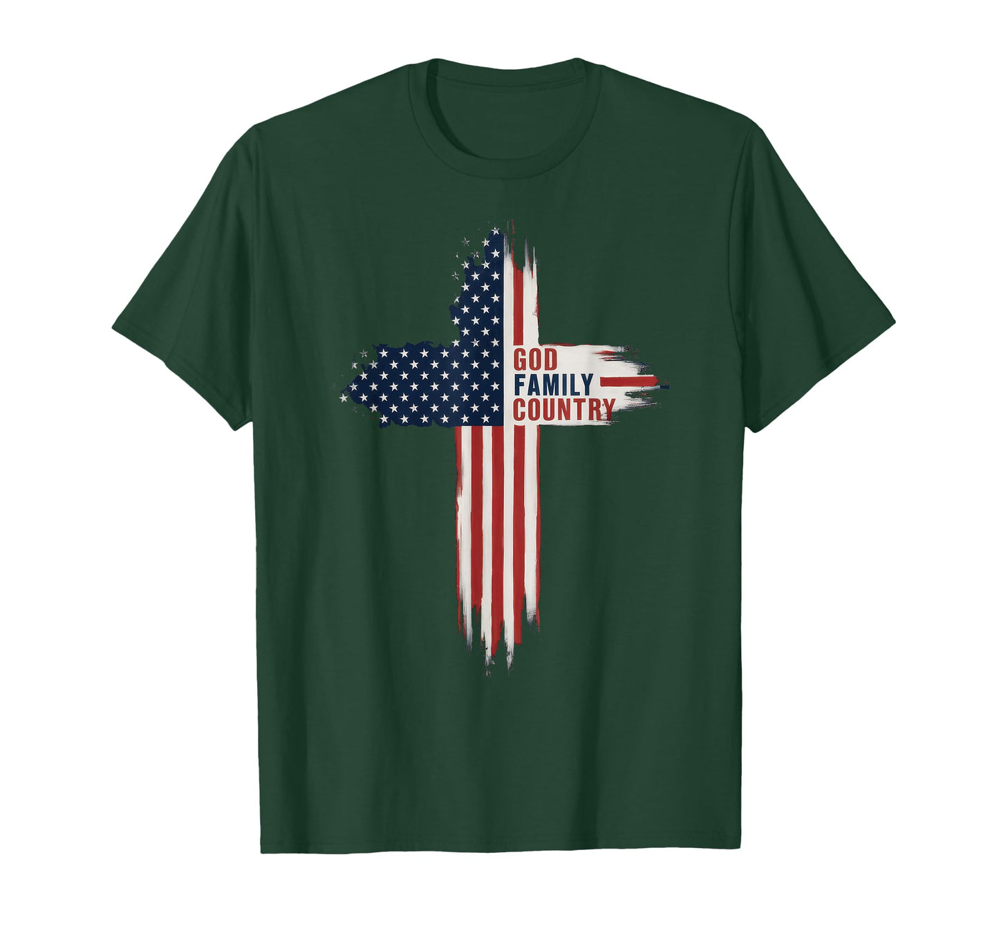 Patriotic Christian Family Faith USA Cross Wear God Family Country Christian T-Shirt