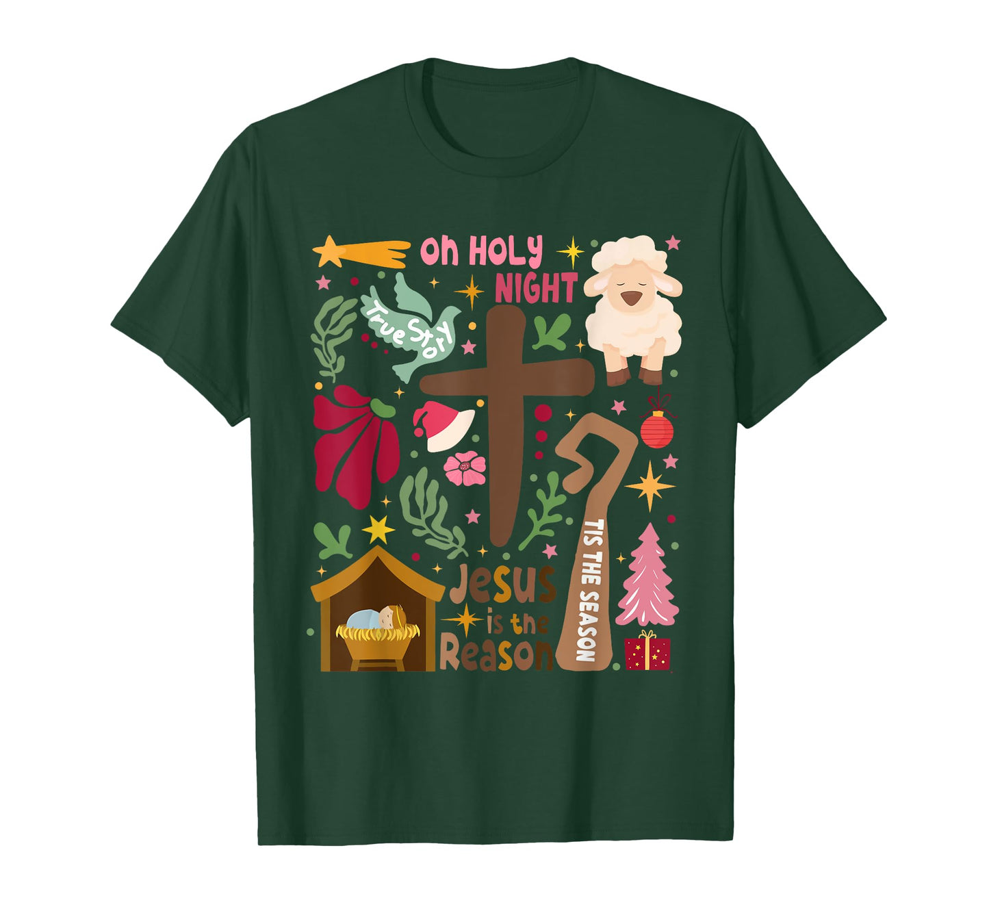 Jesus Is The Reason Christian Cross Christmas Xmas Pajamas T-Shirt