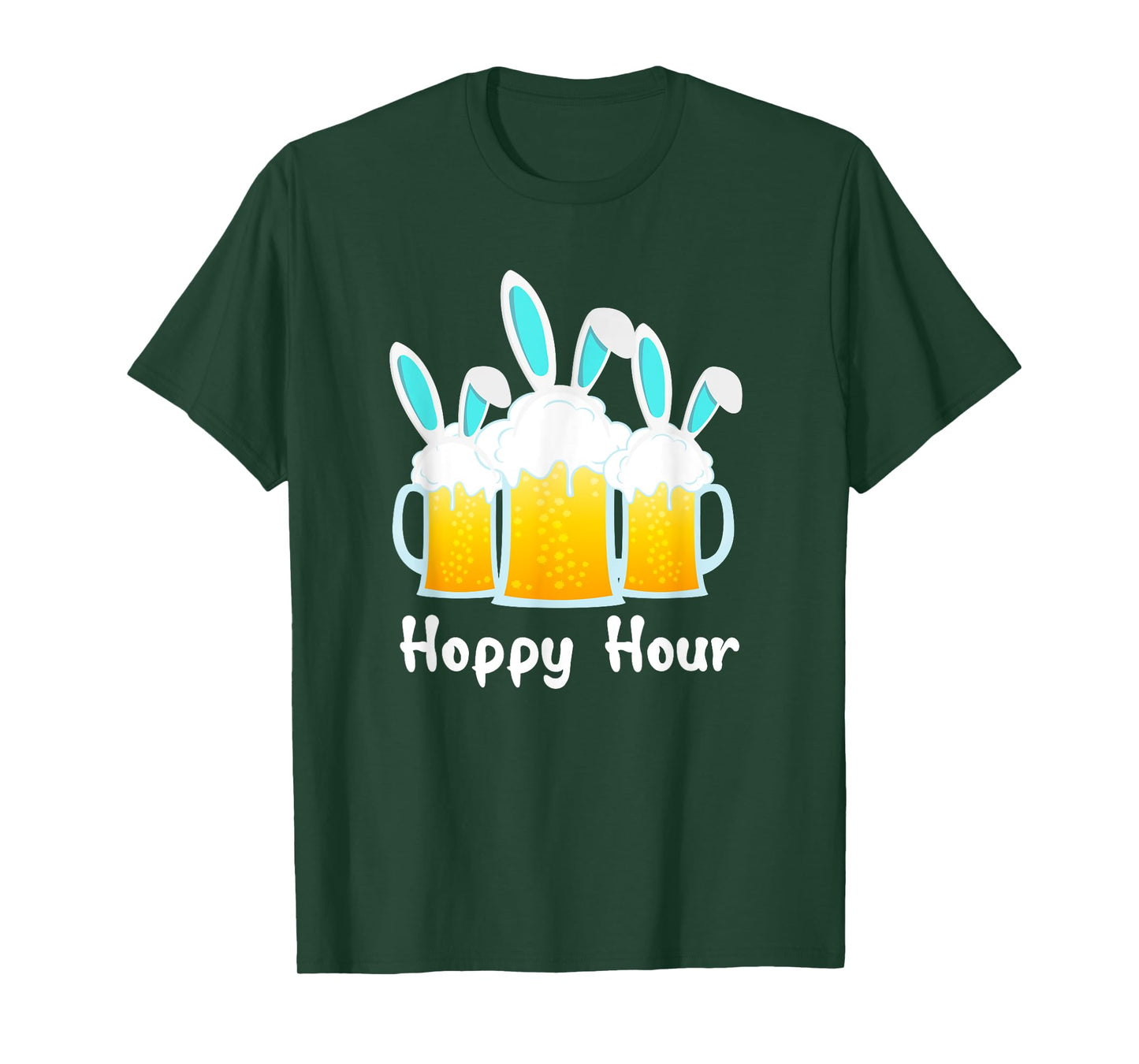 Punny Easter Shirt Happy Bunny Beer Drinking Top Men Women T-Shirt
