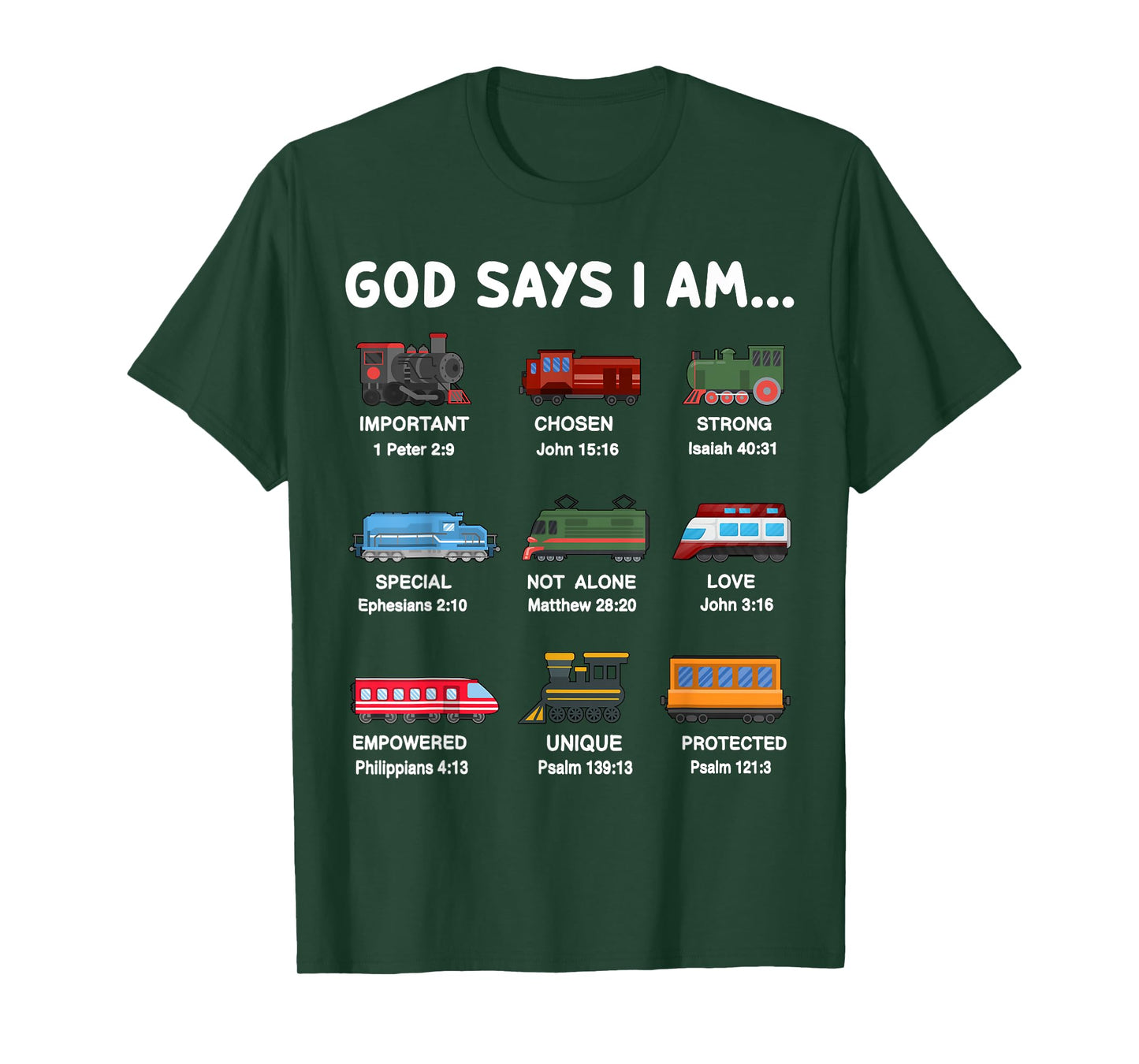 God Say I Am Train Shirt Christian Toddler Boy Locomotive T-Shirt