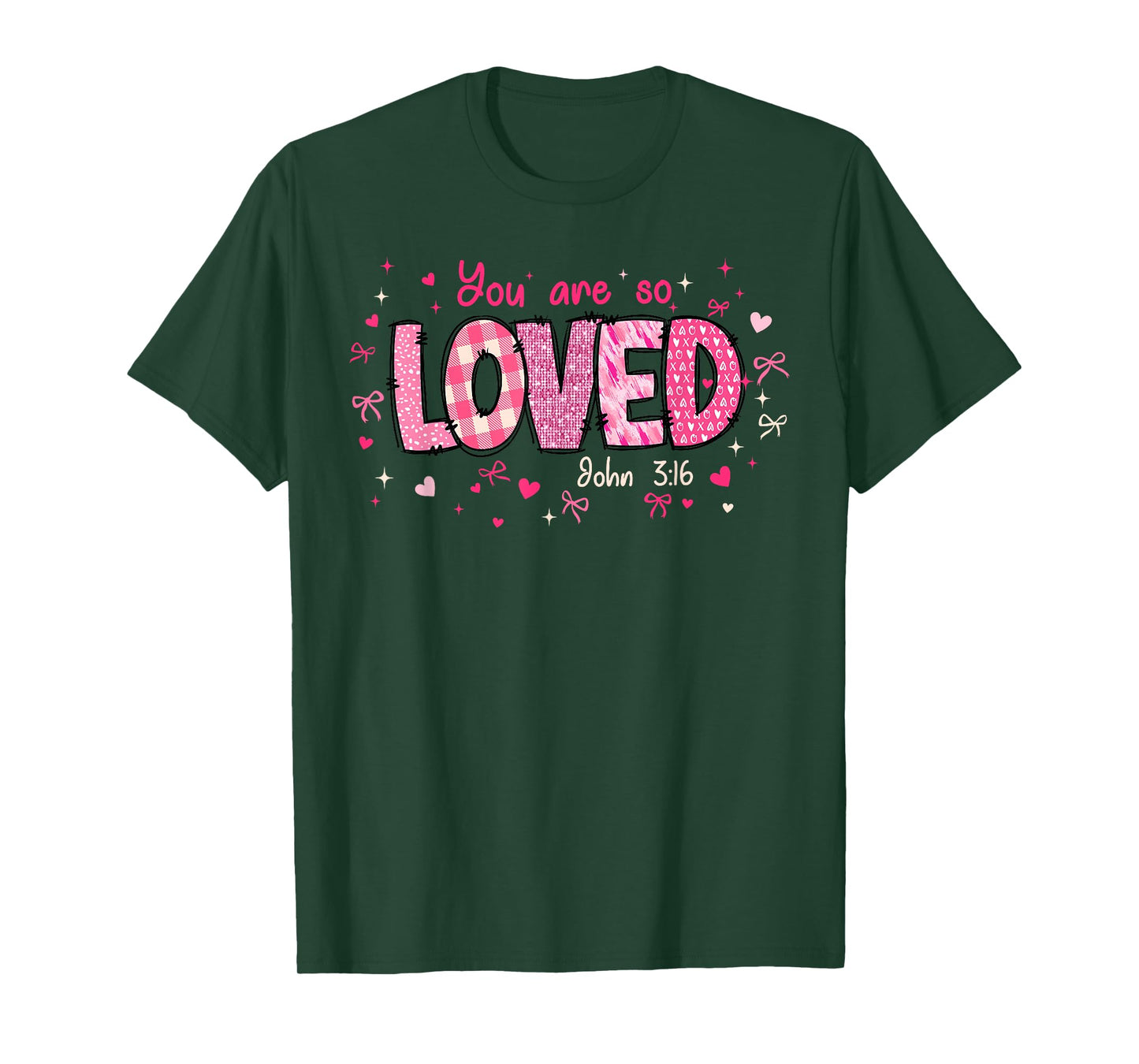 Cute You Are So Loved John 3-16 Retro Christian Girl Women T-Shirt