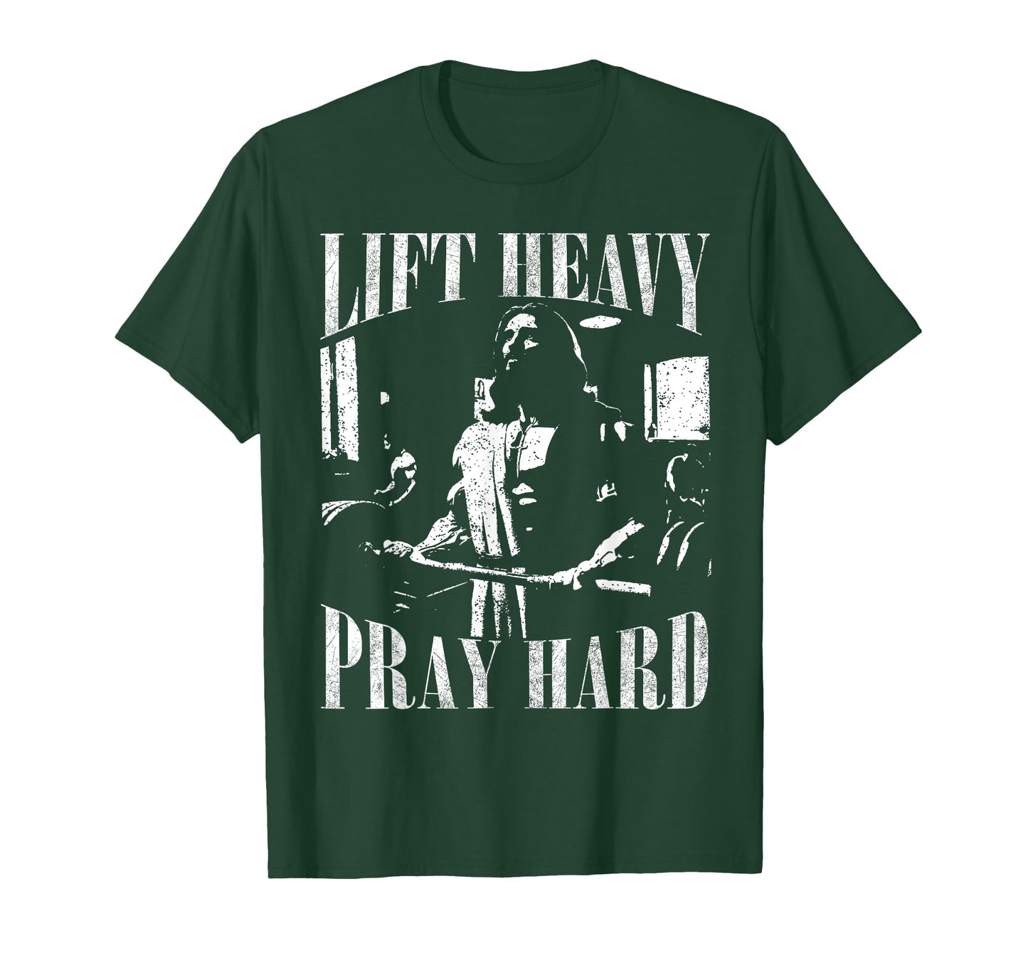 Lift Heavy Pray Hard Gym Jesus Christian For Christian T-Shirt