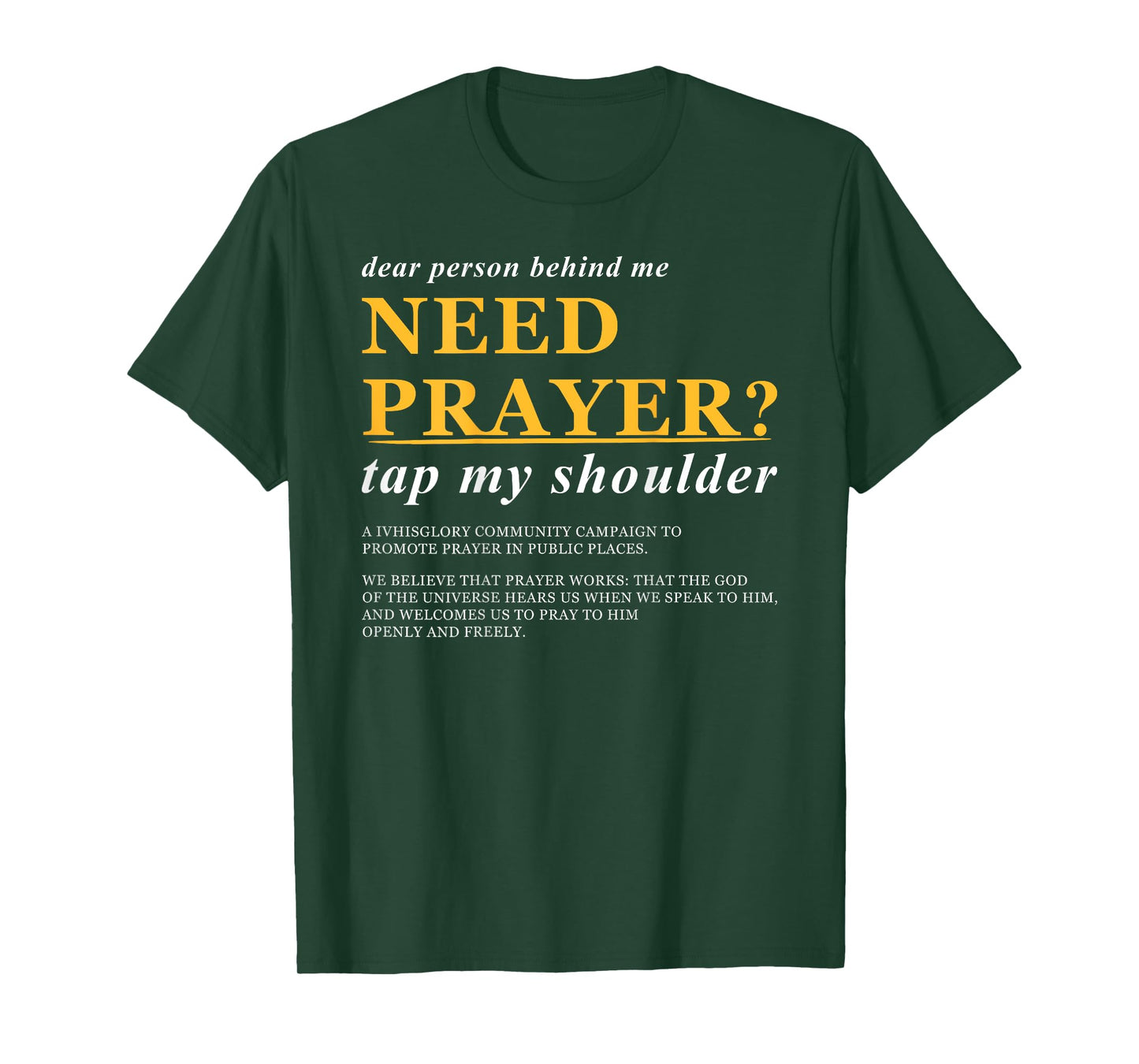 Need Prayer Tap My Shoulder Funny Christian Bible Verse T-Shirt