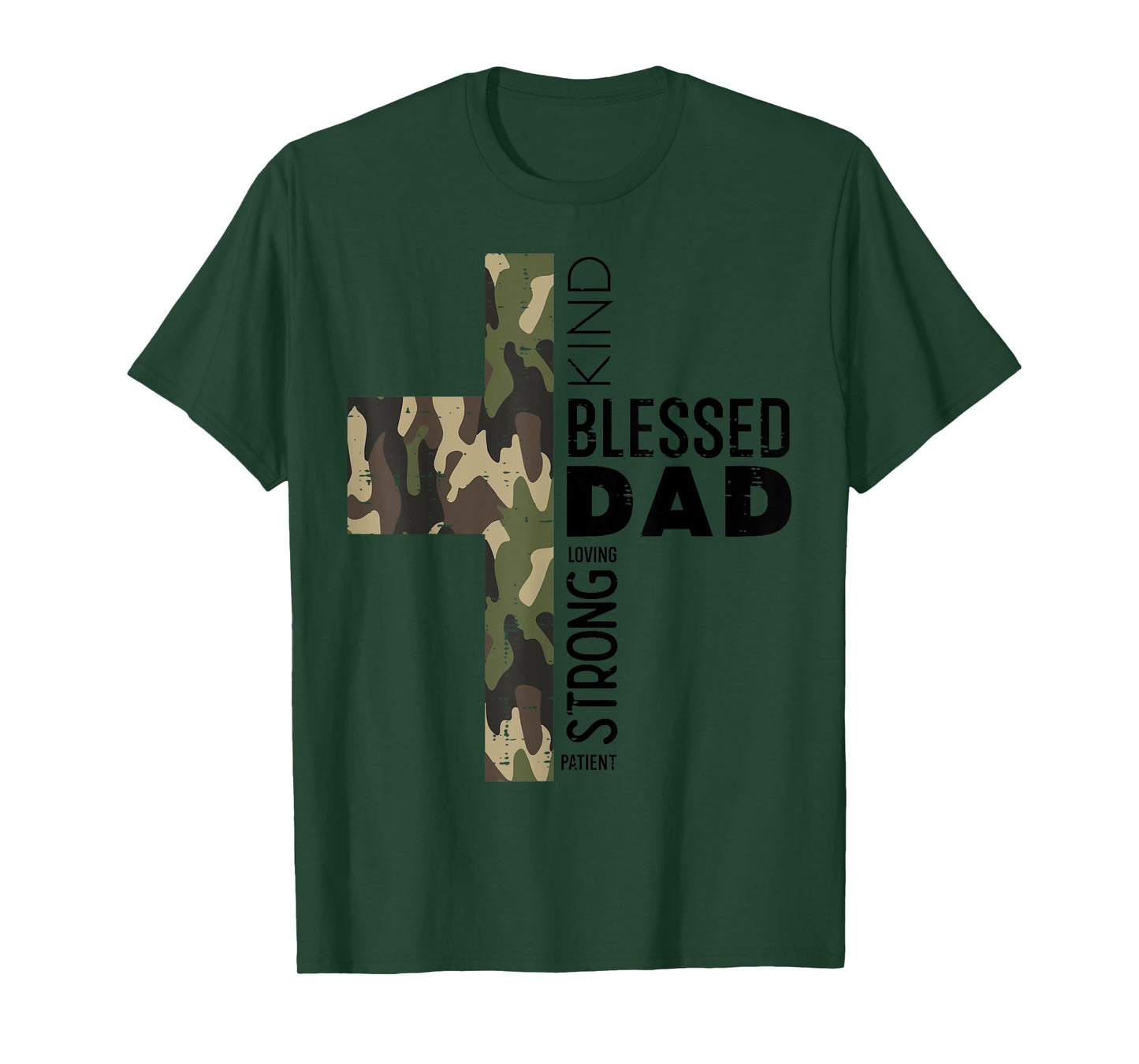 Fathers Day Blessed Dad Camo Cross Christian Papa Daddy Men T-Shirt