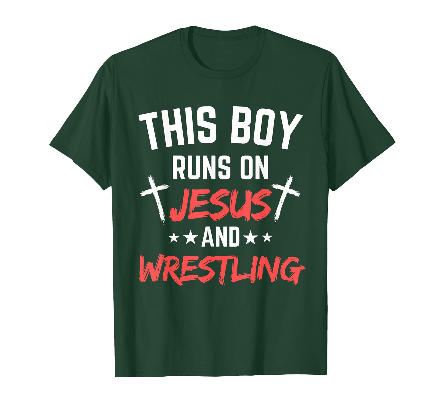 This Boy Runs On Jesus and Wrestling Christian Wrestler Boys T-Shirt