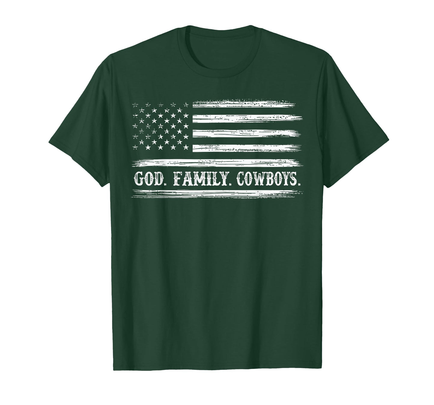 God First Family Second Then Cowboys. USA Flag Patriotic T-Shirt