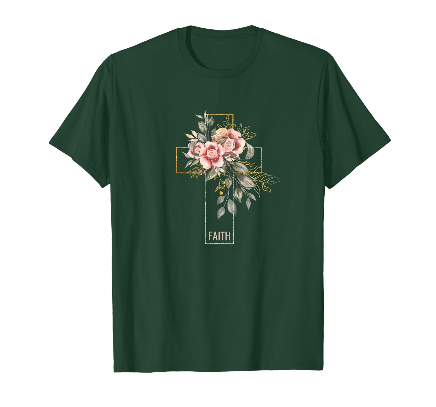Faith Flowers and Cross Design Christian Believer T-Shirt