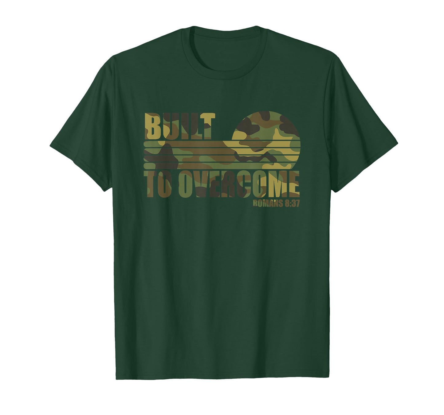 Built to Overcome Camo Workout Christian Faith Gym Scripture T-Shirt