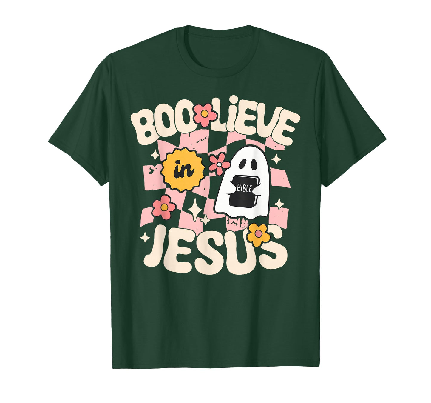 Boo Lieve in Jesus Funny Christian Halloween Cute Ghost T-Shirt