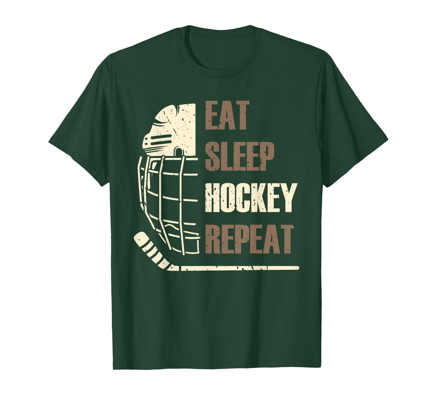 Eat Sleep Hockey Repeat Funny Mask Stick Ice Hokey Player T-Shirt