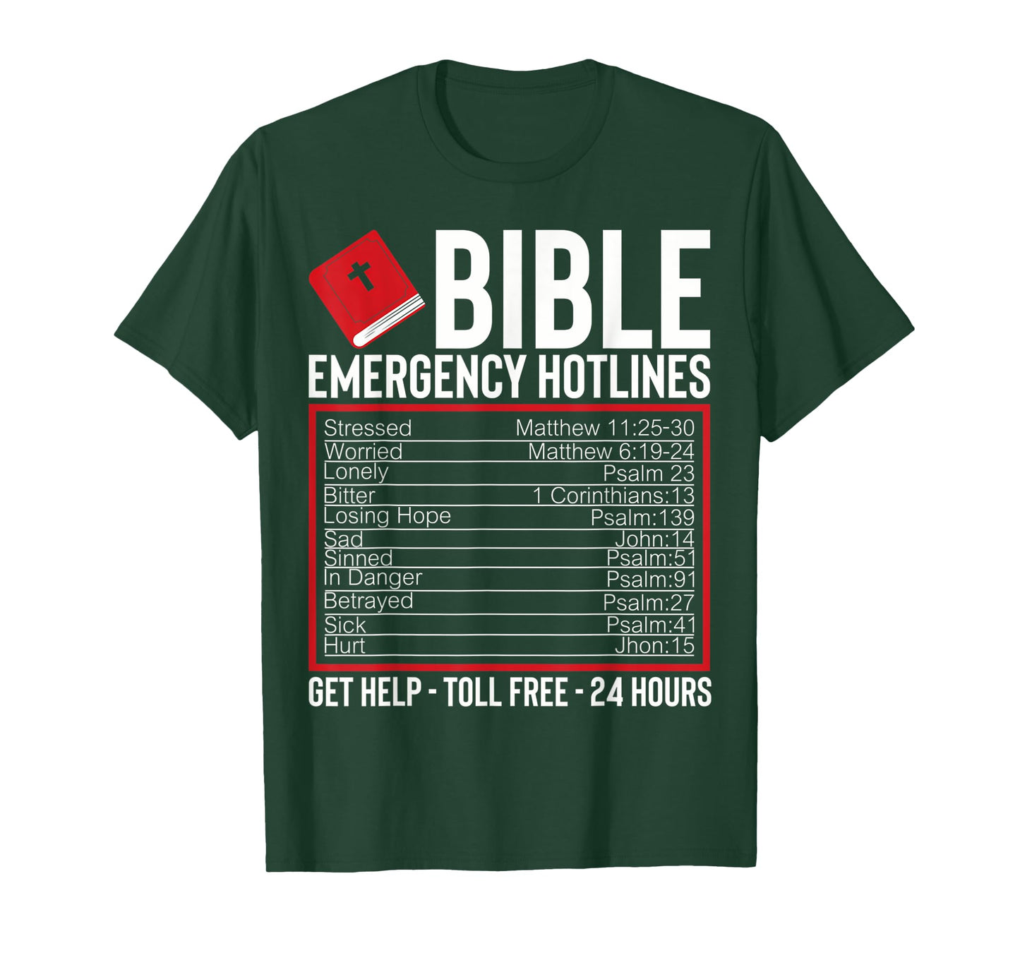 Funny Christian Cross Bible Emergency Bible Verses T-Shirt
