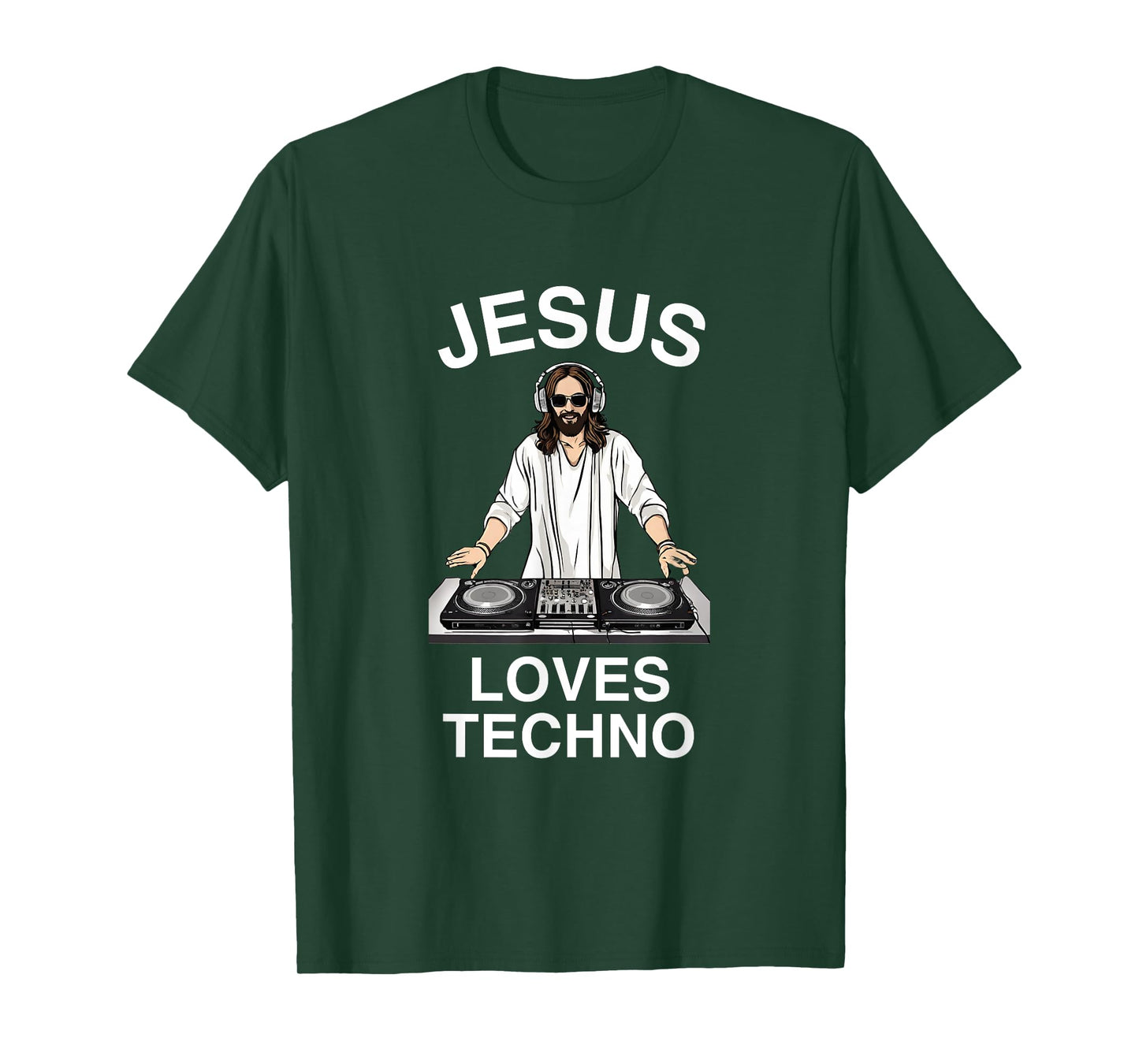 Jesus Loves Techno Funny Rave EDM Festival House DNB Music T-Shirt