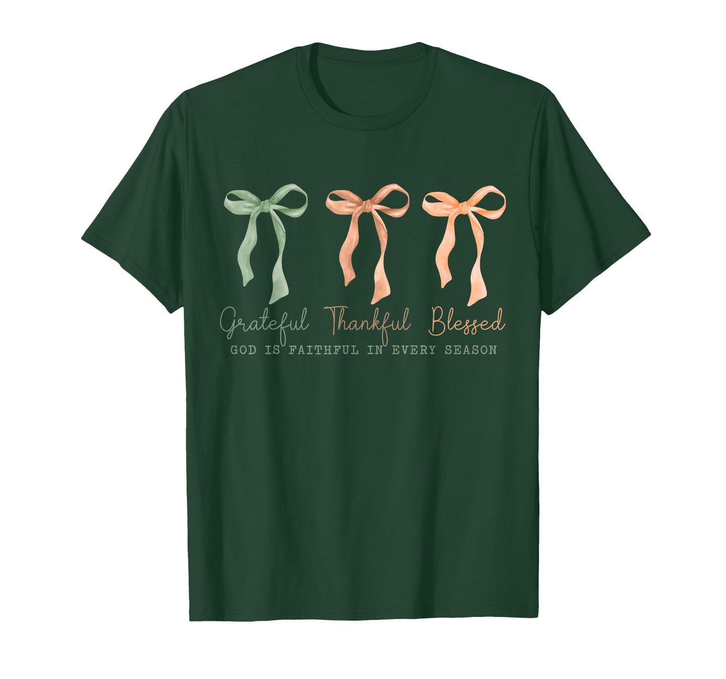 Grateful Thankful Blessed Christian Fall Thanksgiving Faith T-Shirt