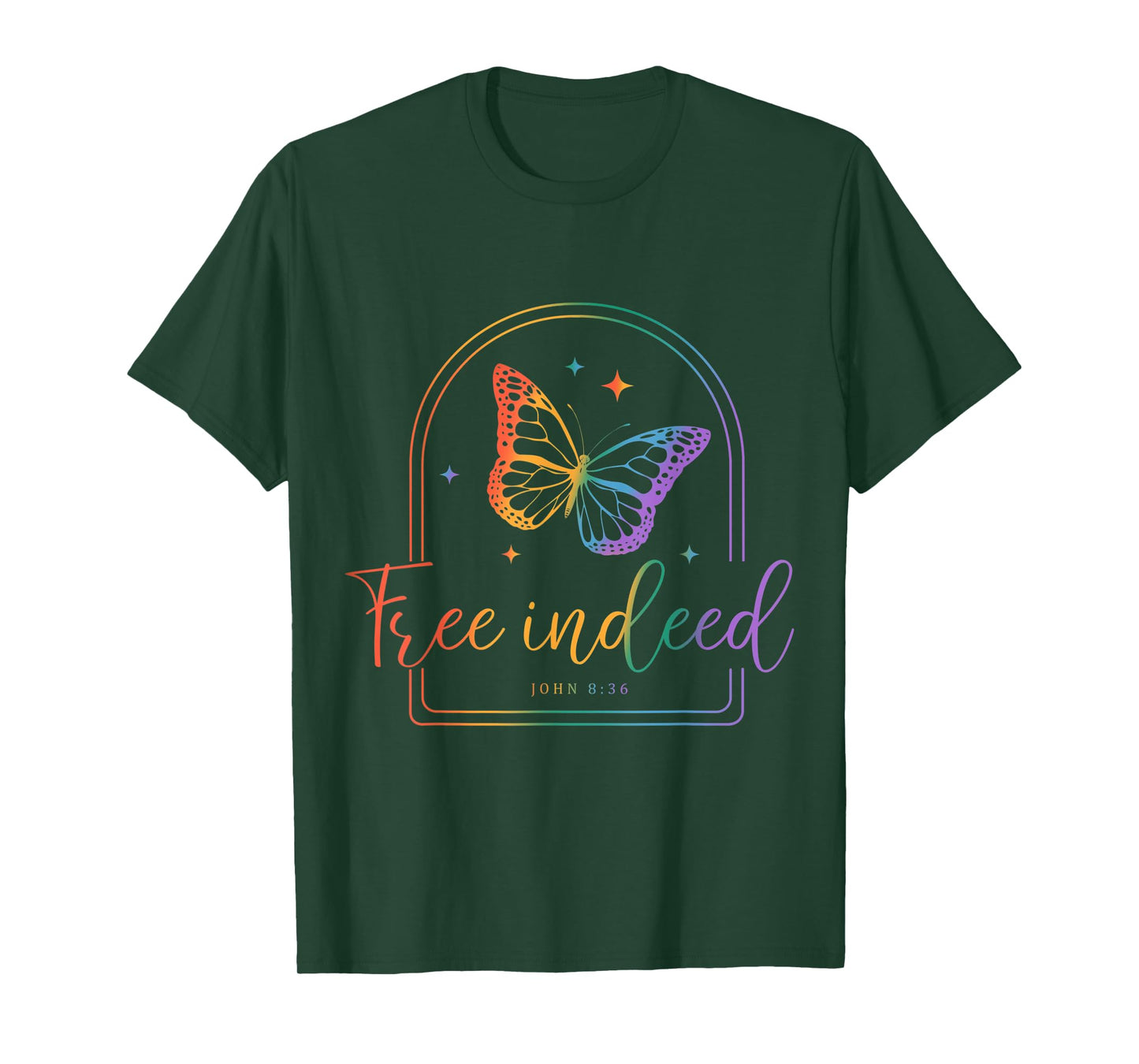 Free Indeed Christian Faith, Butterfly Bible Verse Tie-Dye T-Shirt