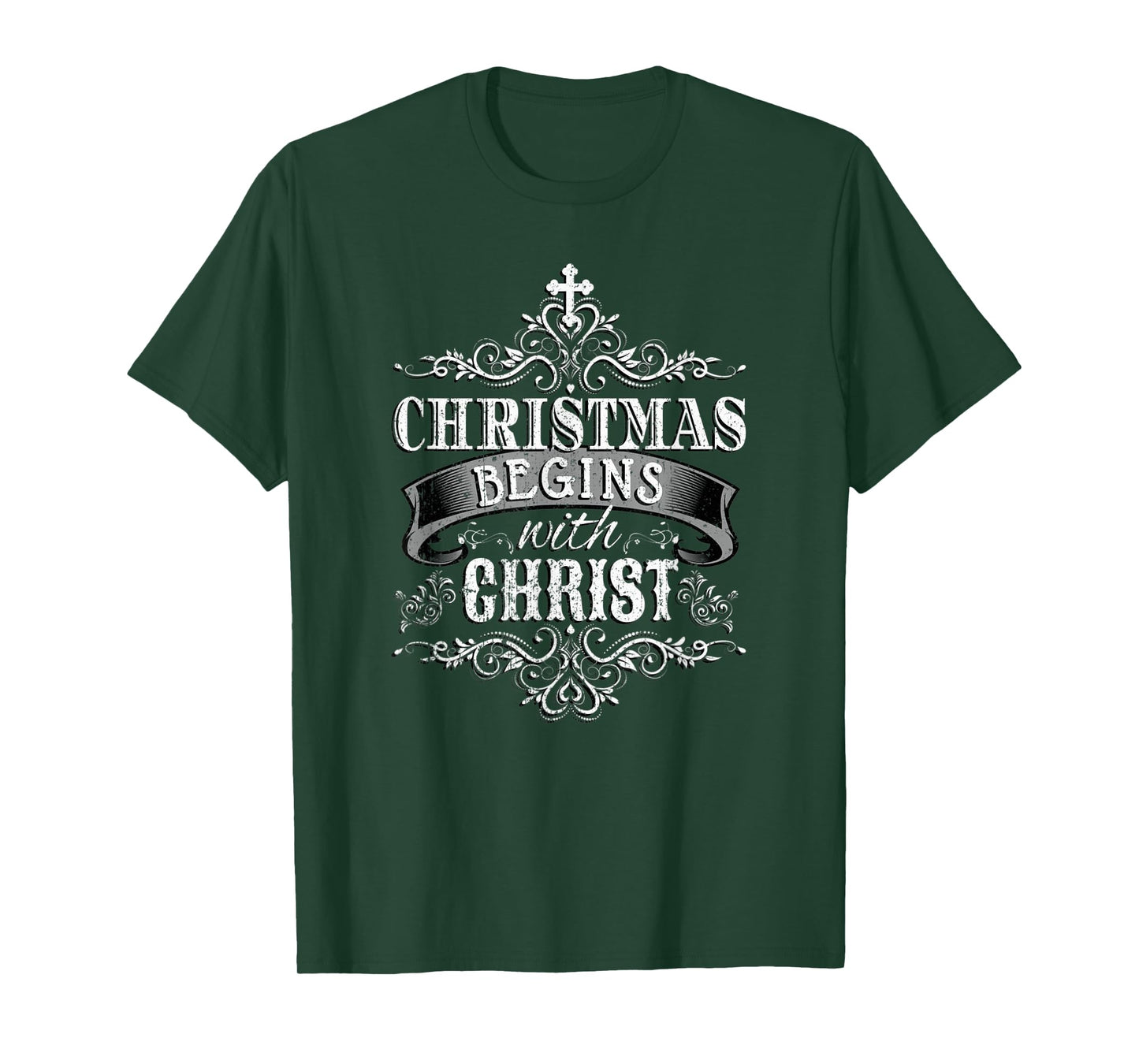CHRISTMAS BEGINS WITH CHRIST Jesus Birth Christian Bible T-Shirt