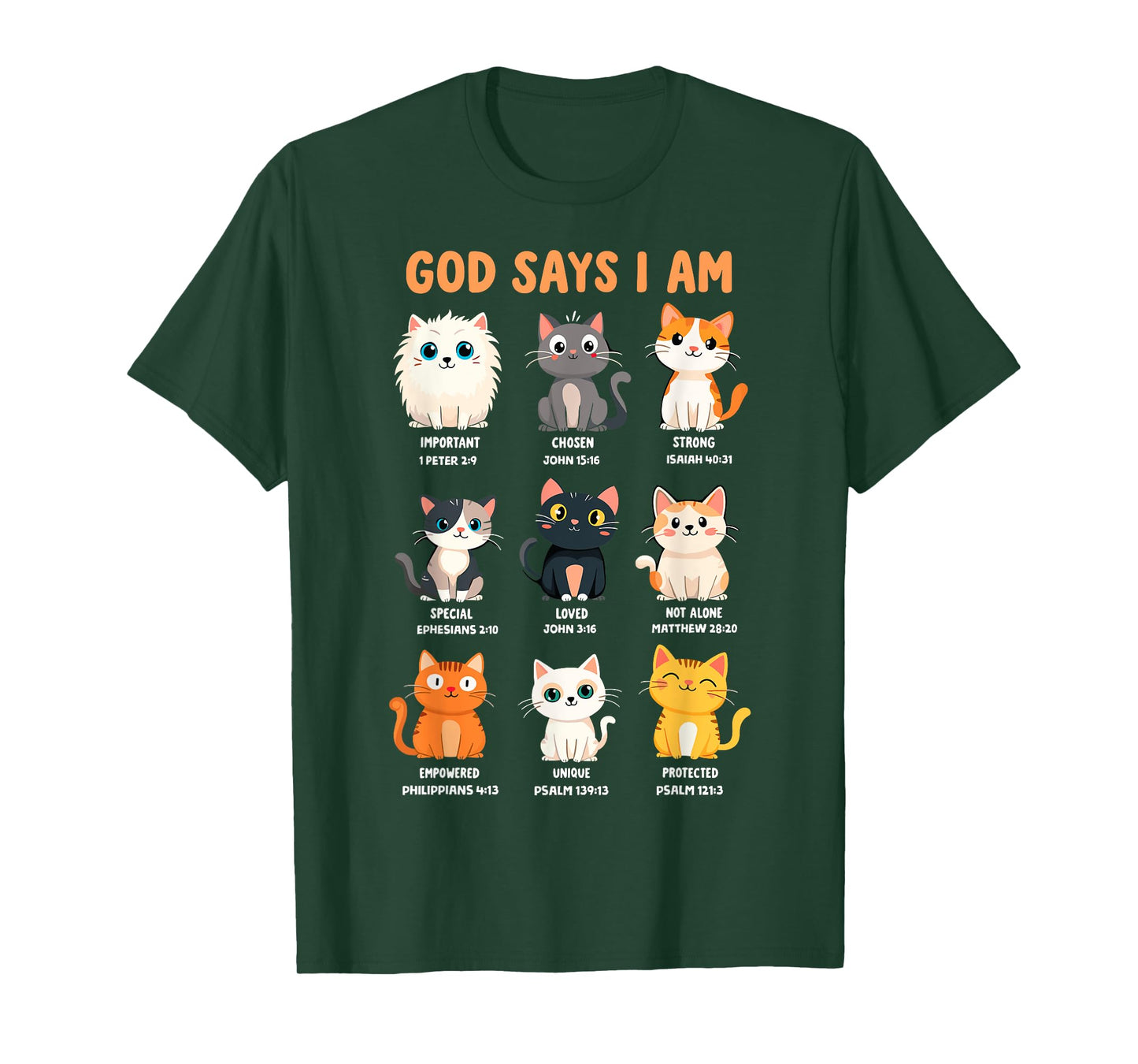 God Says I'm Christian Funny Cats Bible Verse Kitty Lover T-Shirt