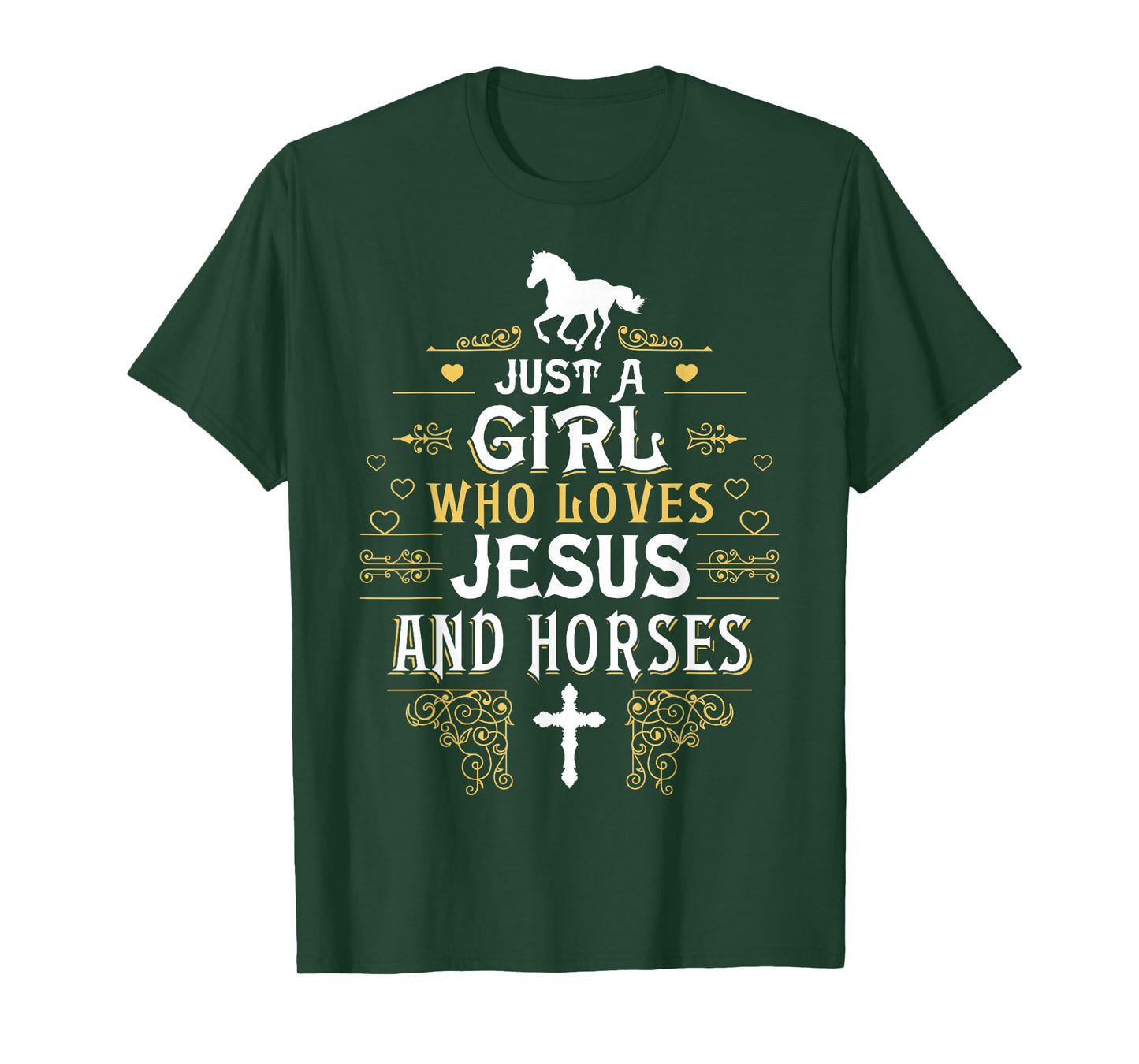 Girl Who Loves Jesus and Horses for Daughter Sister Christ T-Shirt