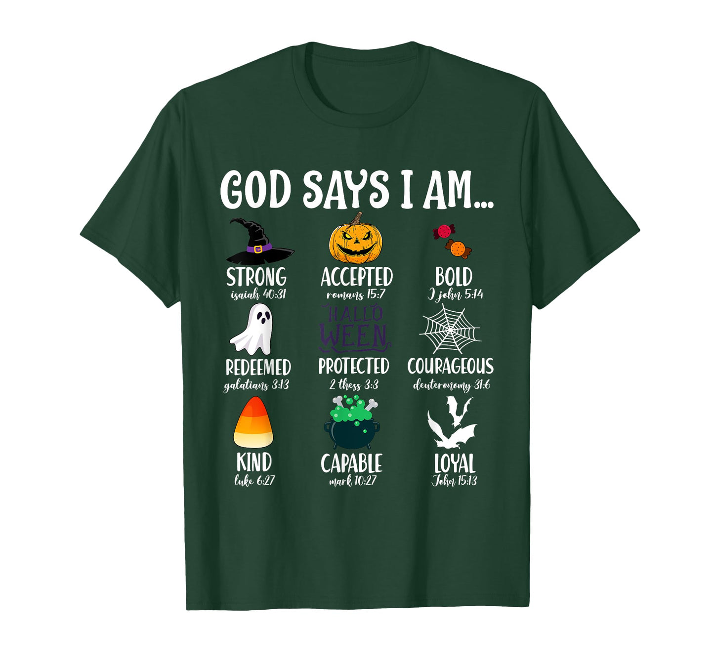 God Says I Am Bible Verse Halloween Jesus Christian Pumpkin T-Shirt