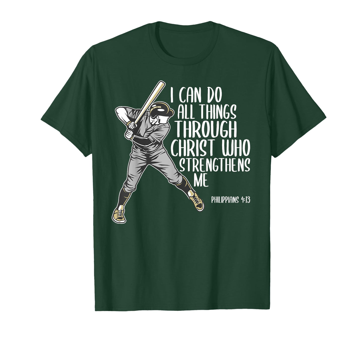 Christian Athlete Baseball Philippians God Bible Christ Gift T-Shirt