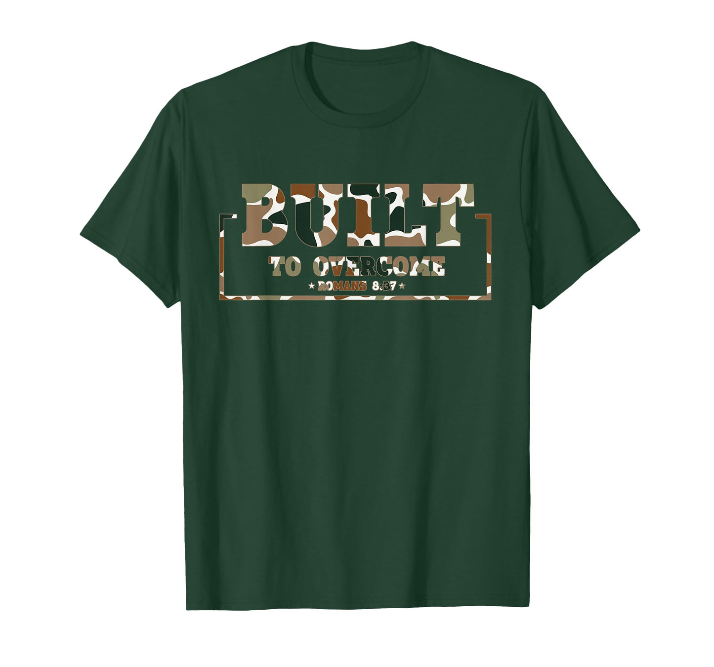 Built to Overcome Camo Scripture Workout Gym Faith Christian T-Shirt