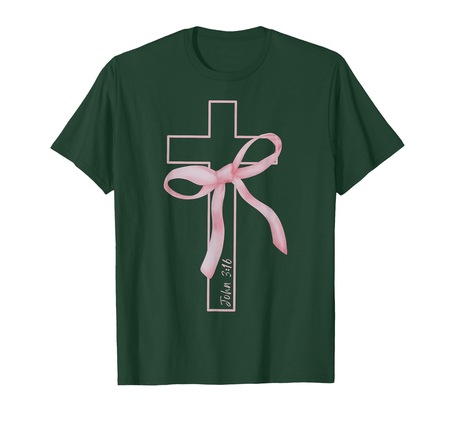 Coquette Christian Pink Bow Cross John 3:16 Bible Verse T-Shirt