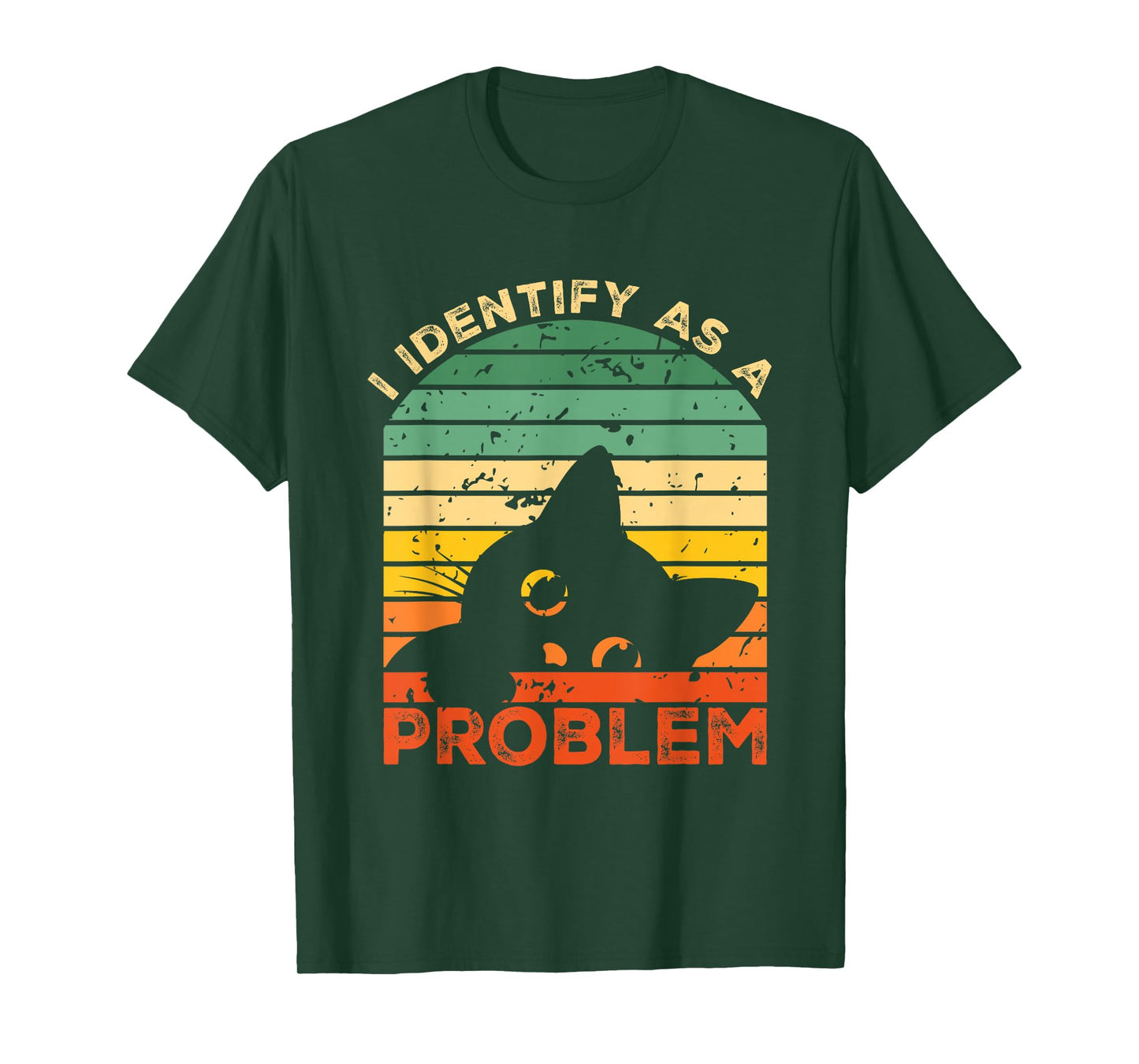 Funny Sarcastic I Identify As A Problem Vintage Cat Meme T-Shirt