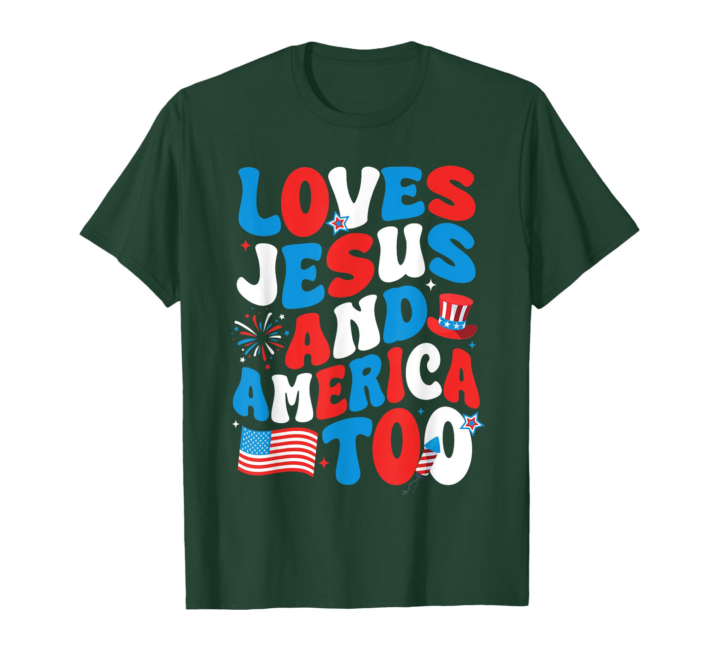 Patriotic Apparel: Loves god, America Too, Perfect for July T-Shirt