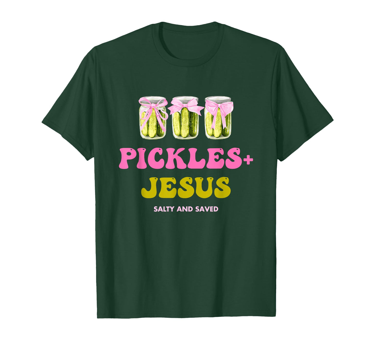 Pickles + Jesus Salty and Saved Pickles Christian Design T-Shirt