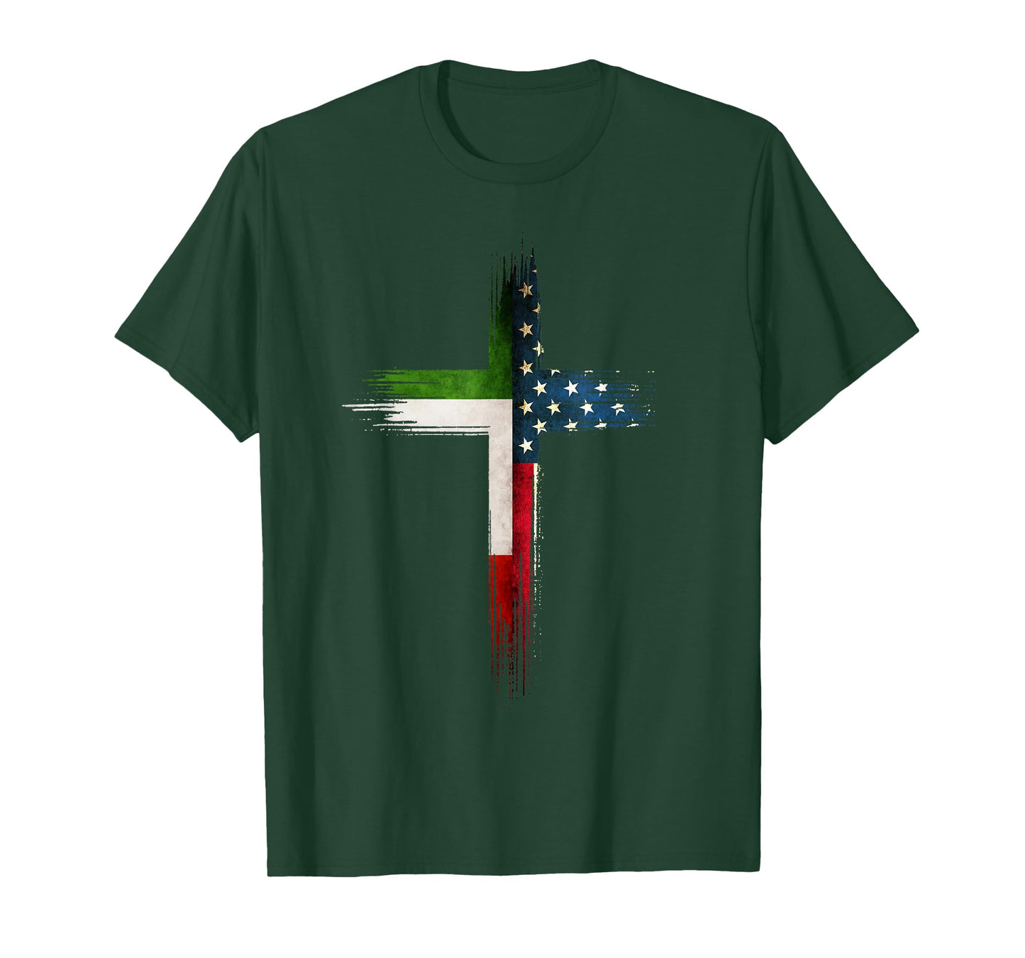 Christian Cross Italian American US Flag T-Shirt