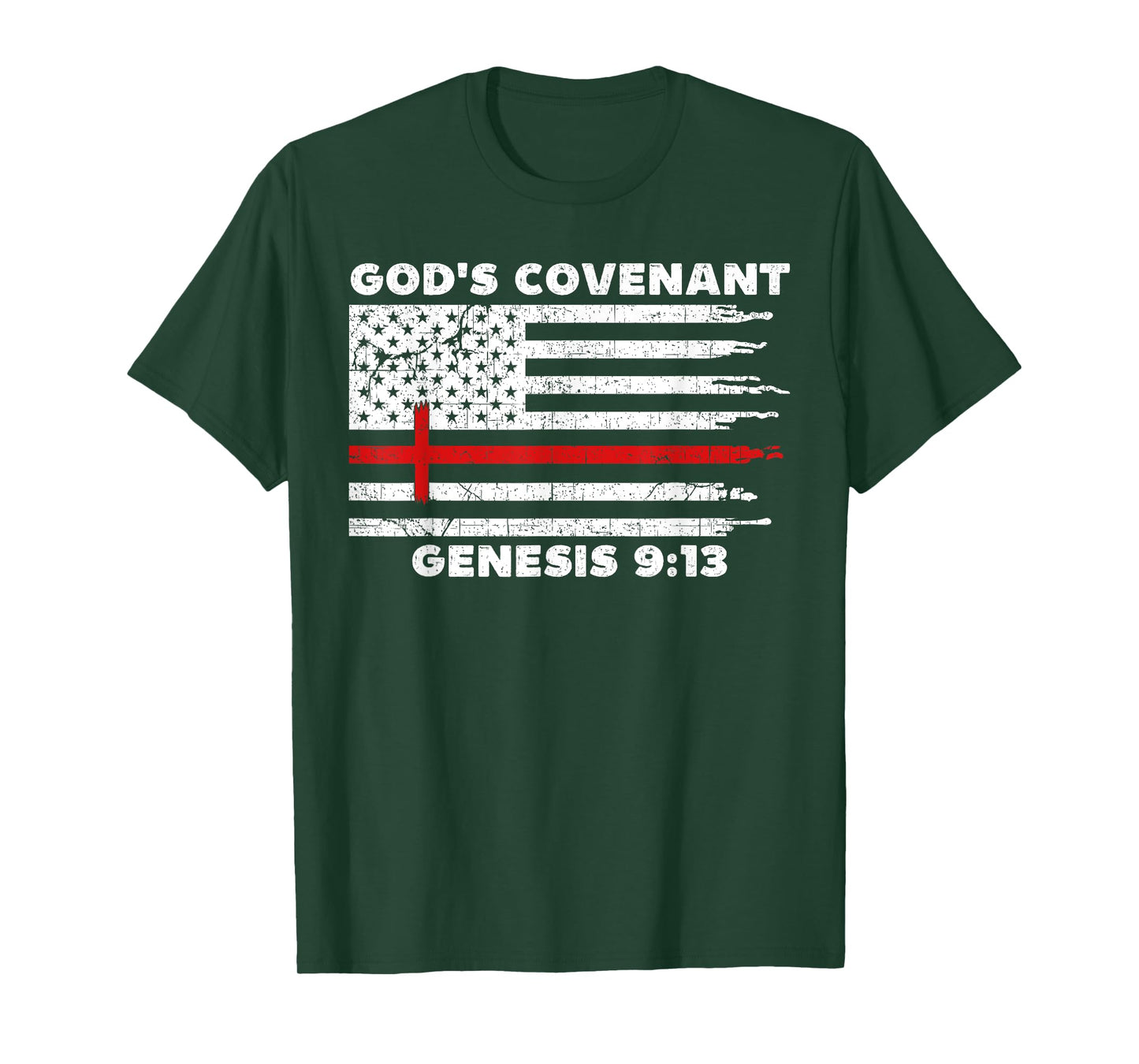 Gods Covenant Rainbow Genesis 9 13 Jesus Cross Bible Quote T-Shirt