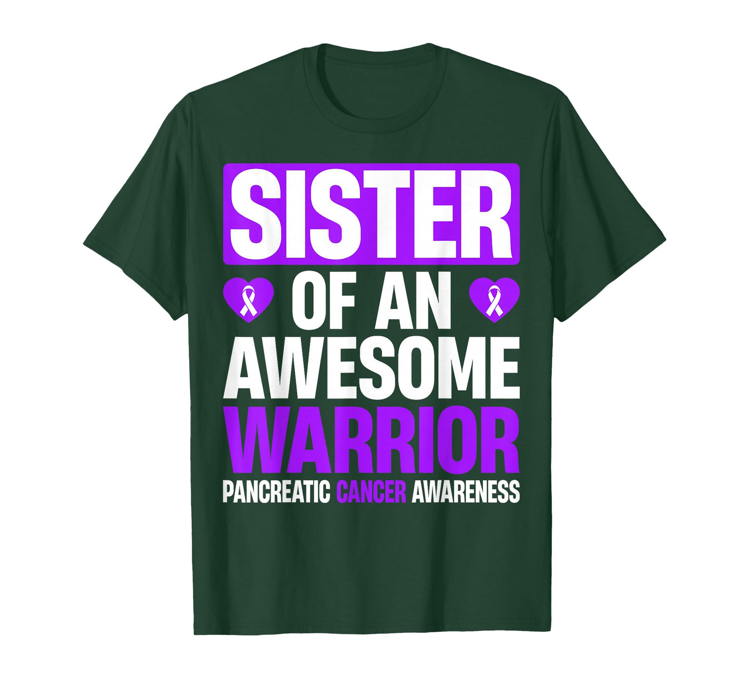 Sister of an Awesome Warrior Pancreatic Cancer Awareness T-Shirt