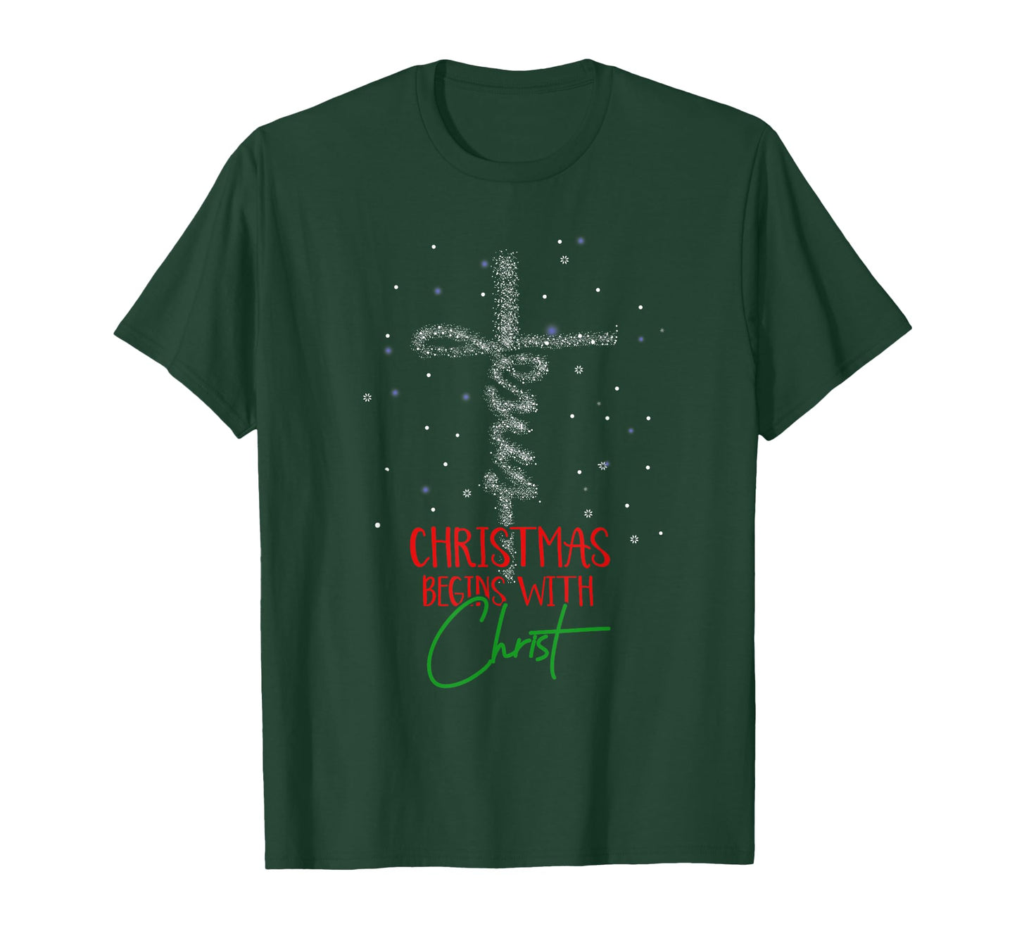 Christmas Begins With Christ Snowman Christian Religious T-Shirt