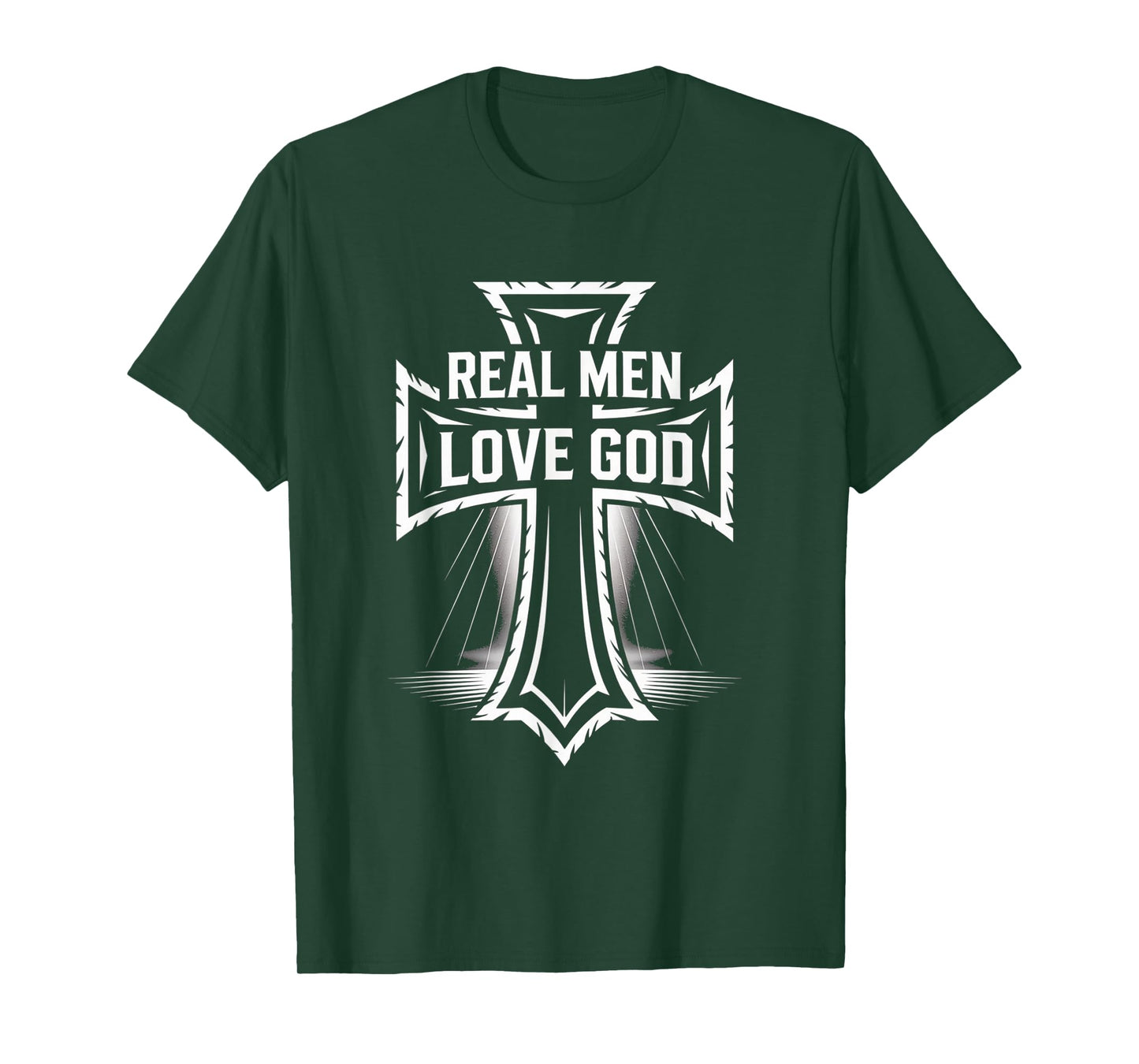 Real Men Love God Retro Christian Cross Design T-Shirt