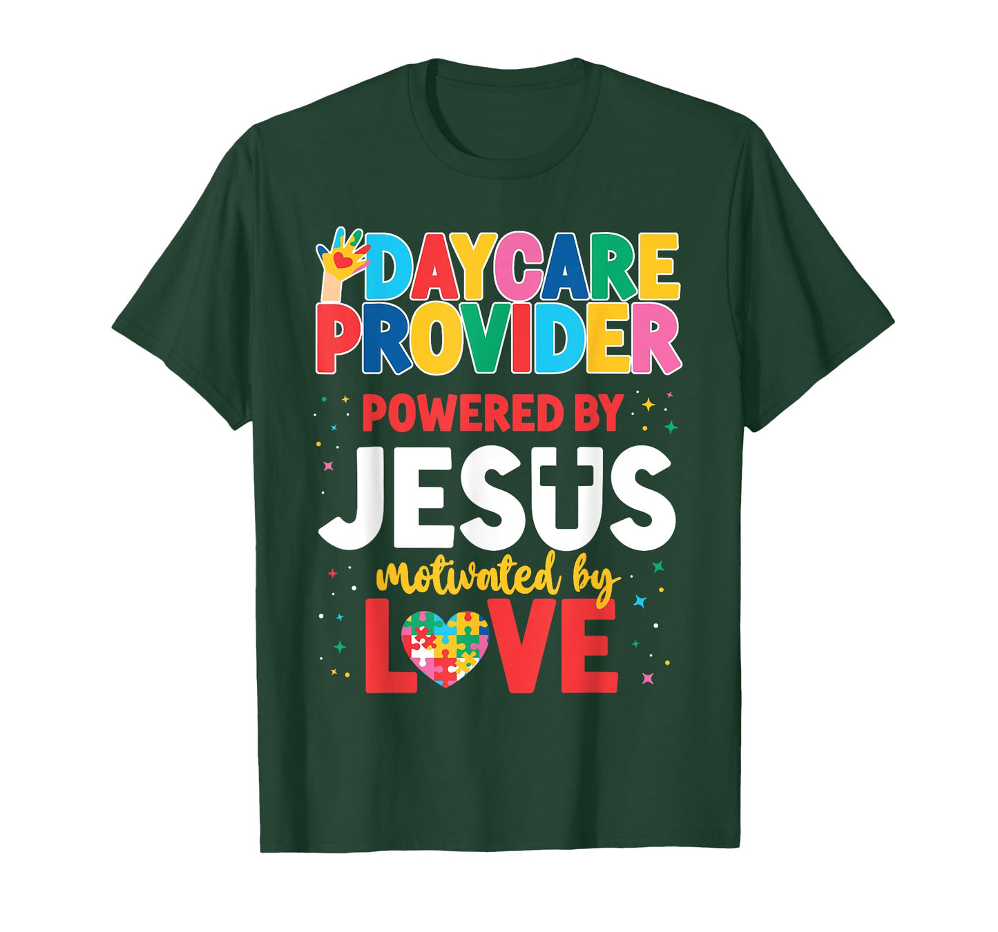 Childcare Daycare Provider Teacher Babysitter Jesus Faith Men Women Girls Kids T-Shirt