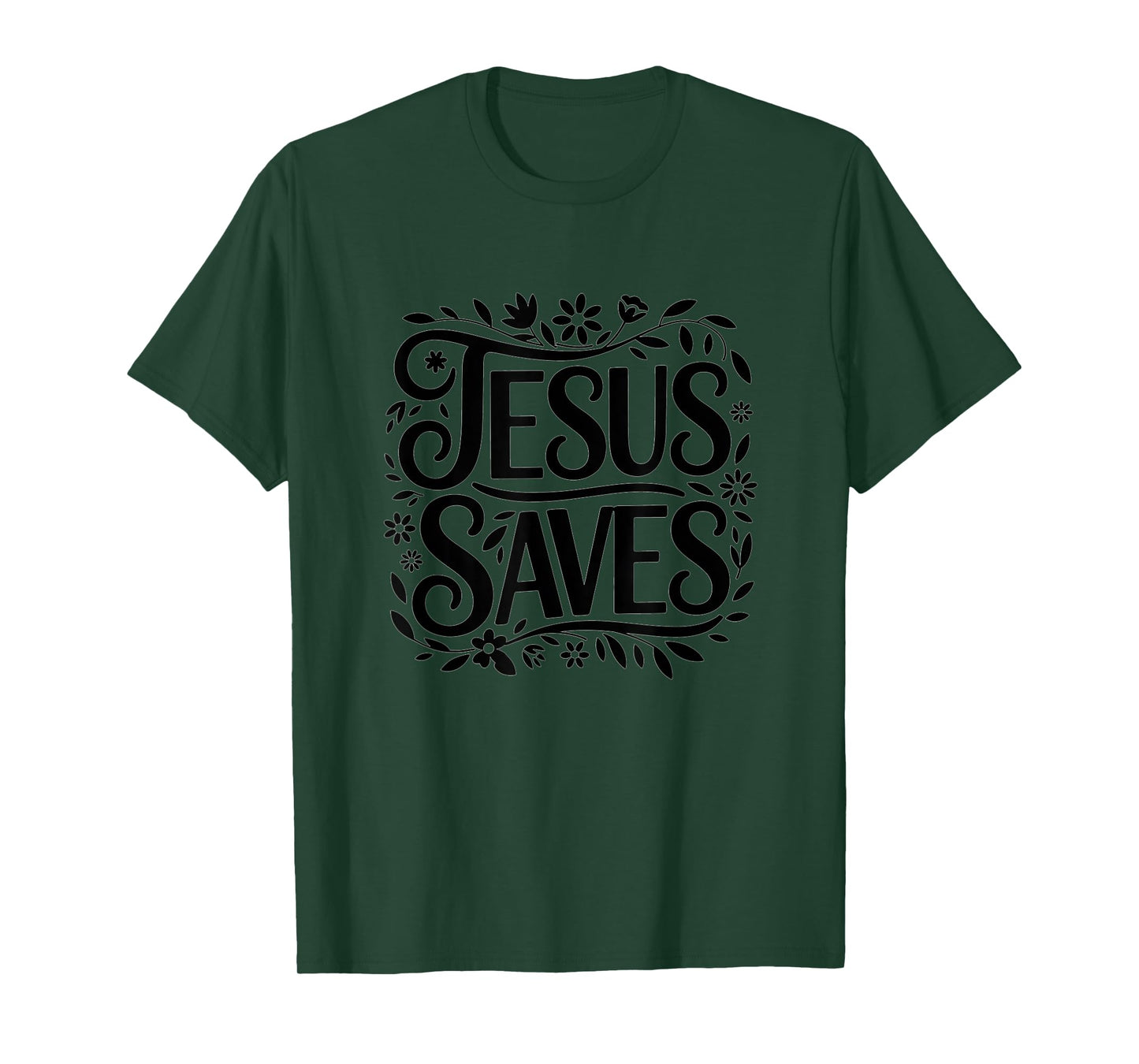 Jesus Saves Floral Ornamental Christian Faith T-Shirt