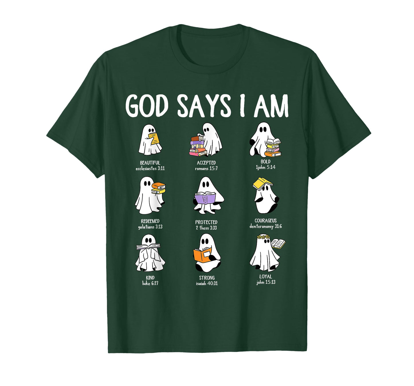God Says I Am Cute Ghost Book Halloween Men Women Girl Kids T-Shirt