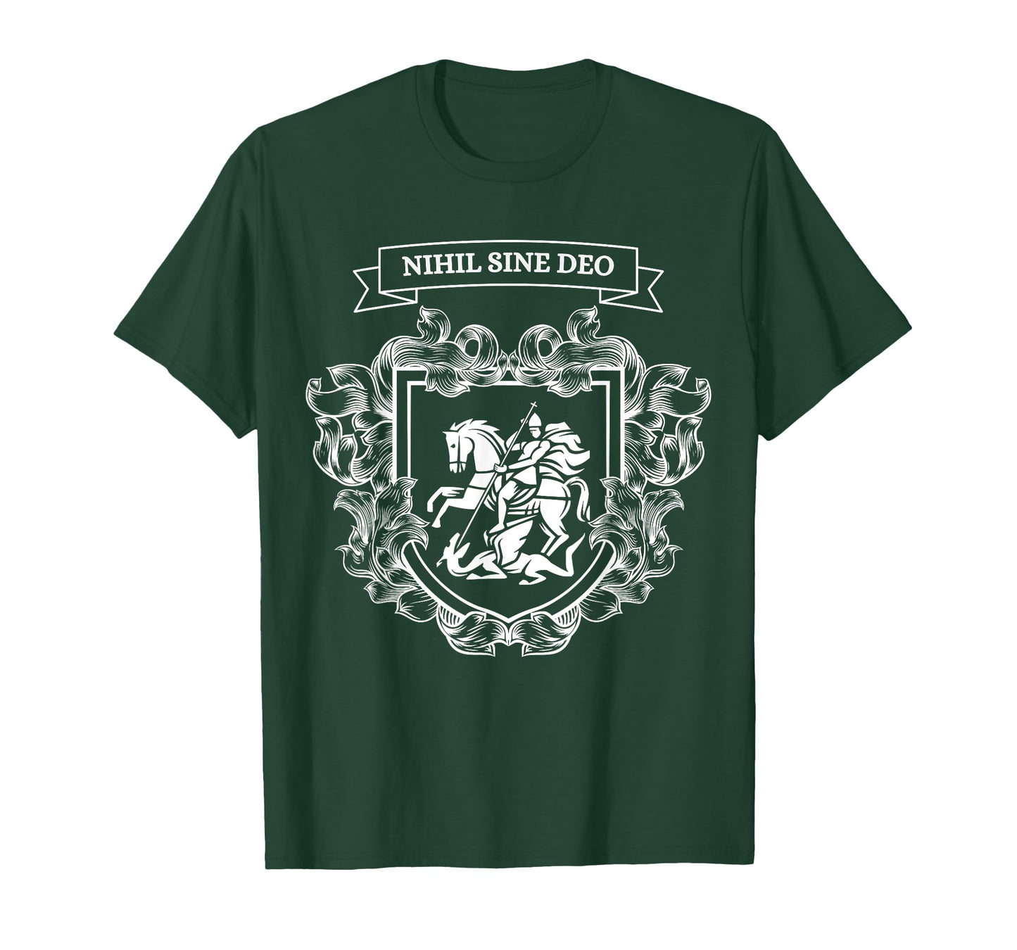 Saint George Slaying the Dragon Nihil Sine Deo Christian Tee T-Shirt